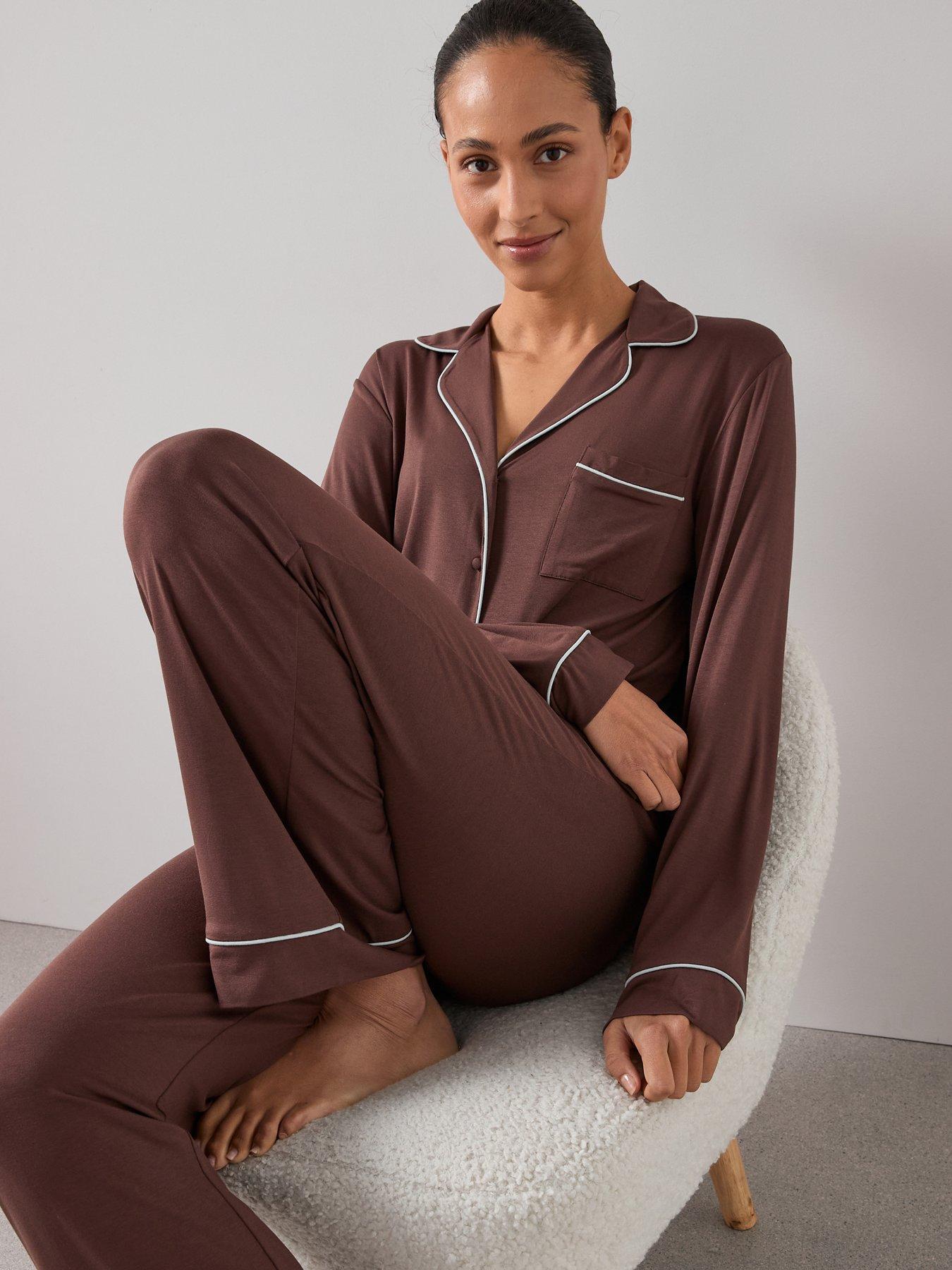  image of the-very-collection-jersey-revere-pj-set-brown
