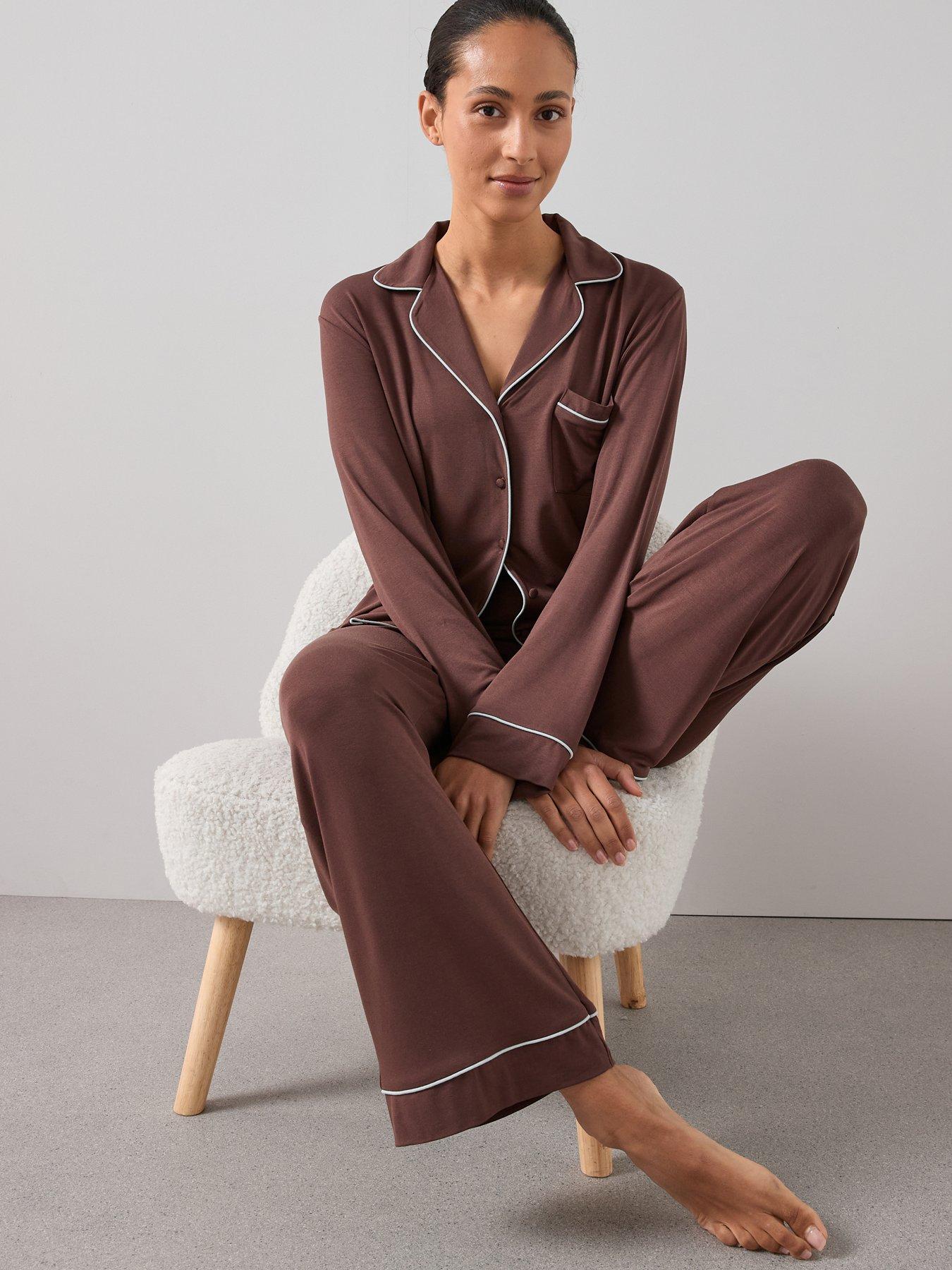  image of the-very-collection-jersey-revere-pj-set-brown