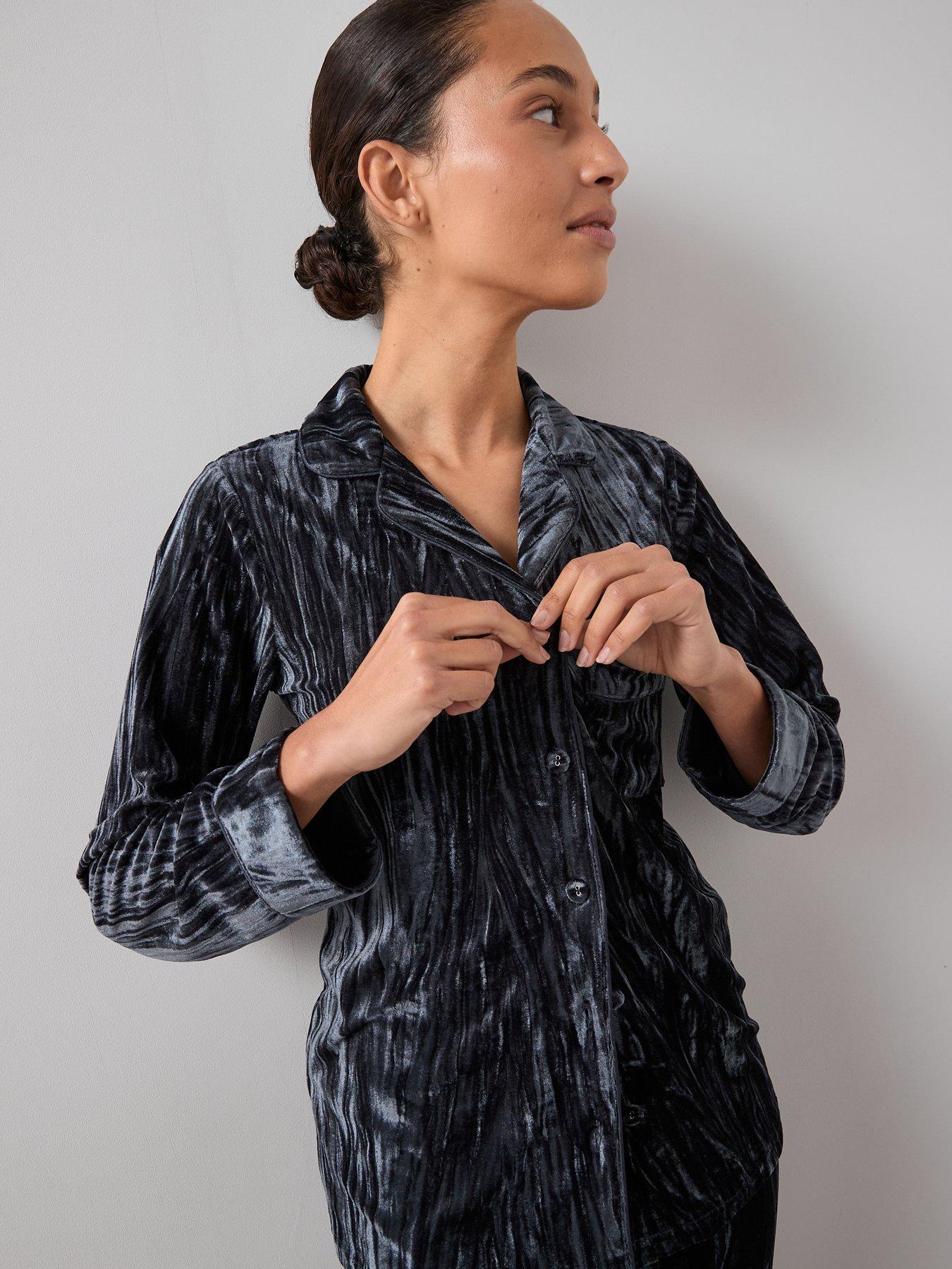  image of the-very-collection-crushed-velvet-revere-set-grey