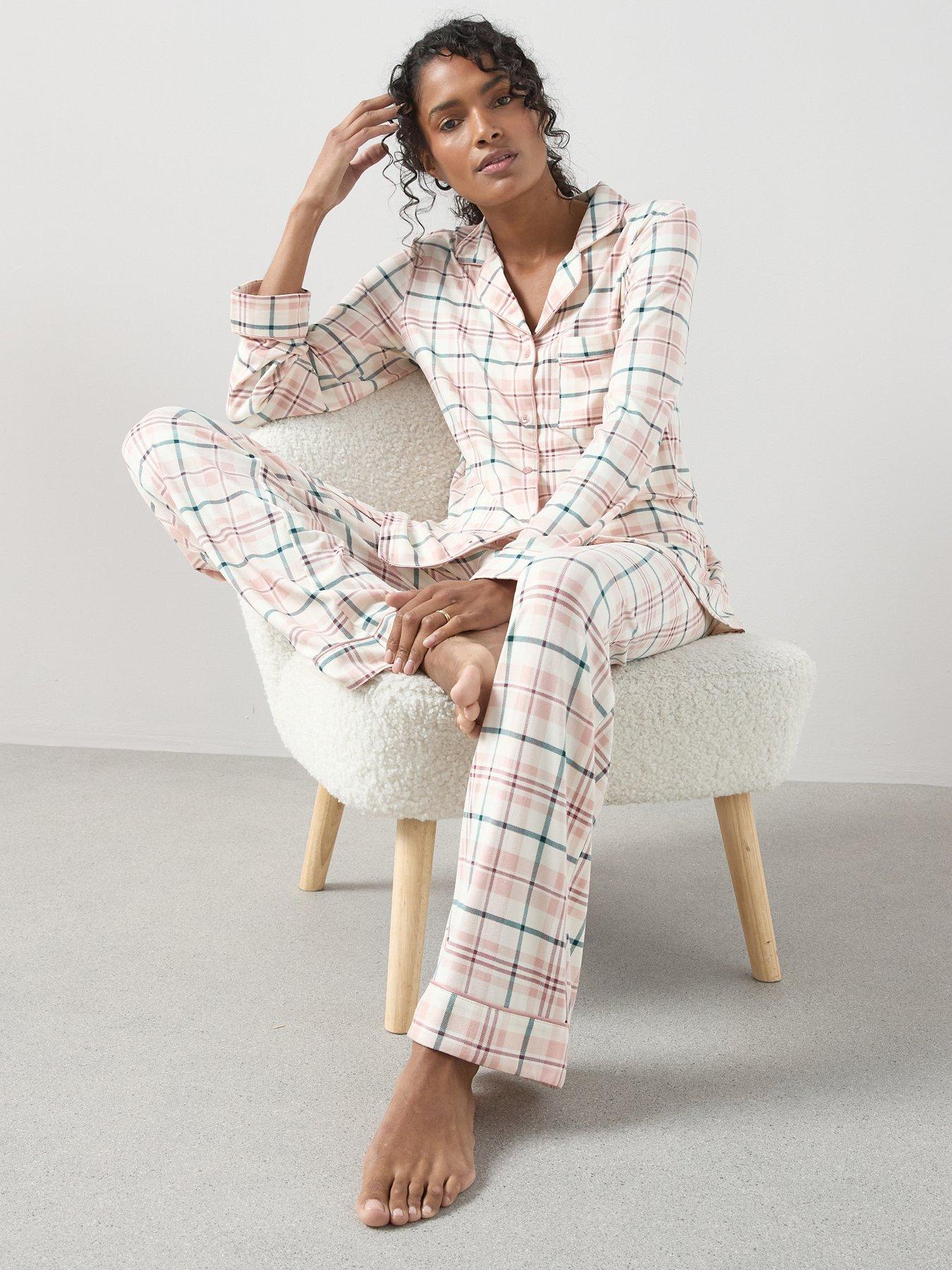 The Very Collection Check Aop Fleece Revere Pj Set - Green
