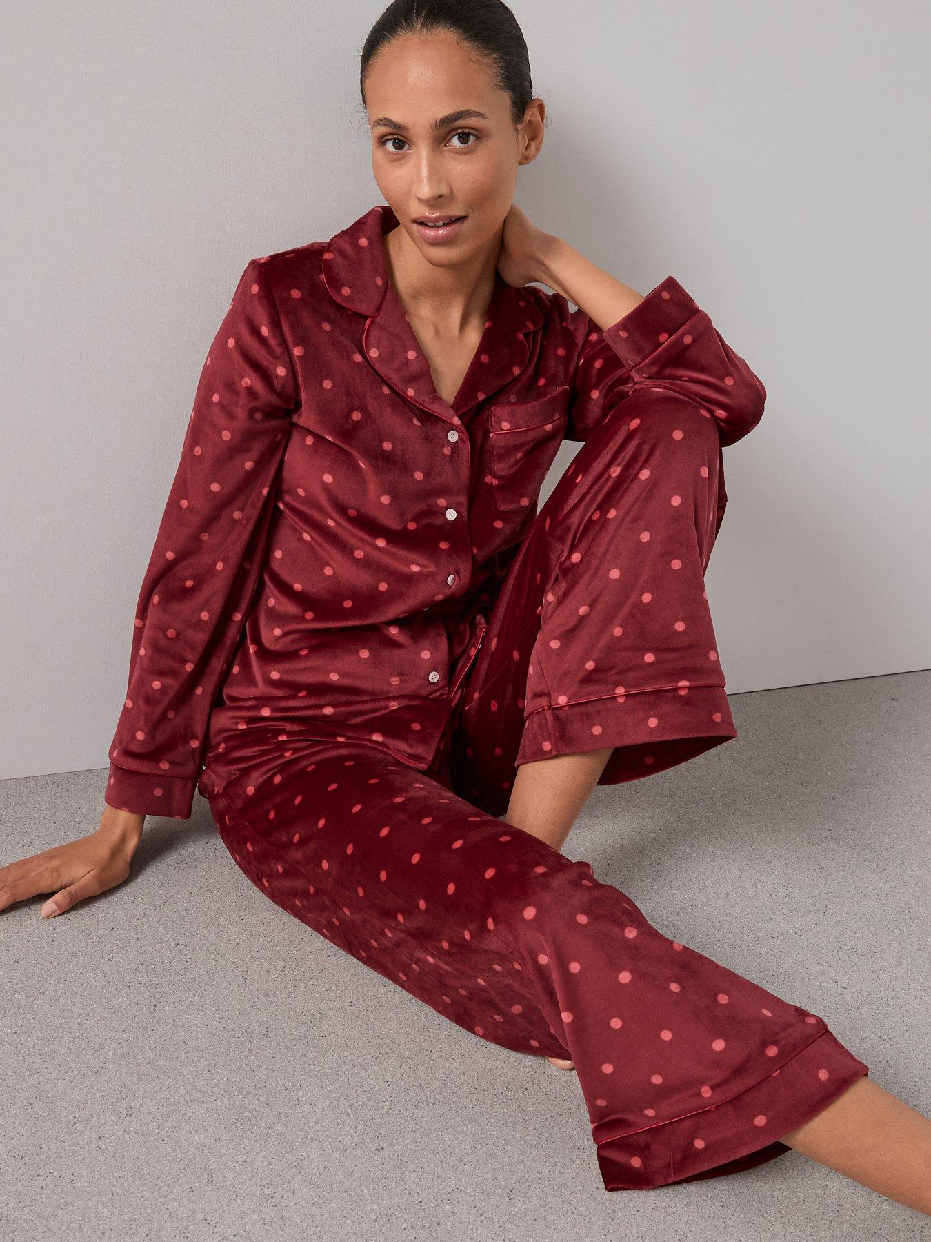 The Very Collection Polka Dot Fleece Revere Set - Red