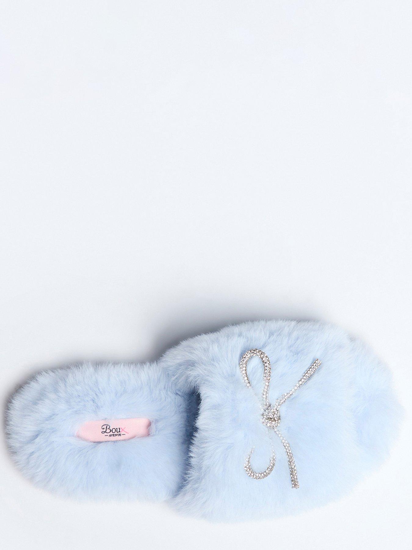  image of boux-avenue-bow-embellished-slider-slipper-powder-blue