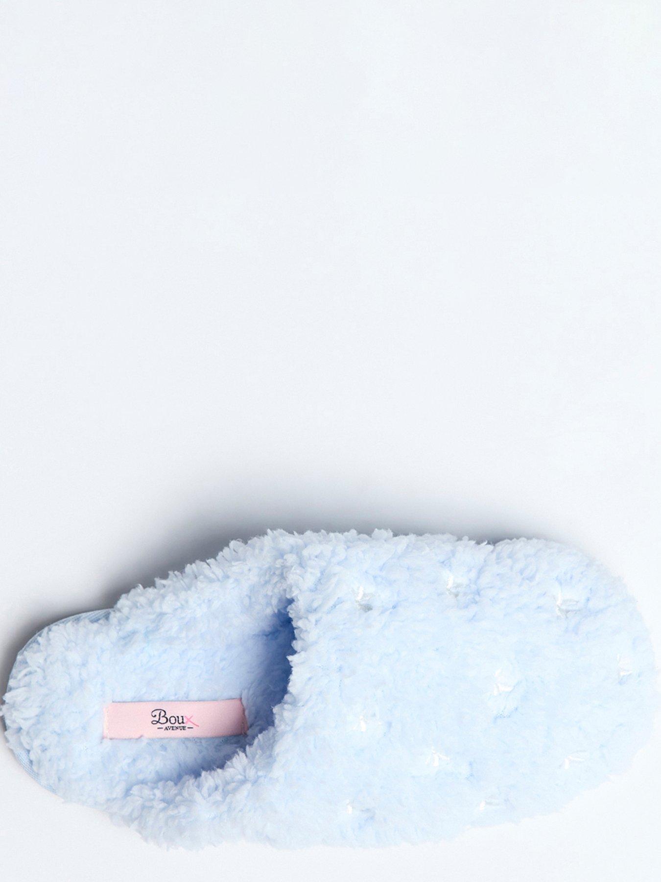  image of boux-avenue-bow-embroidered-slipper-mule-powder-blue