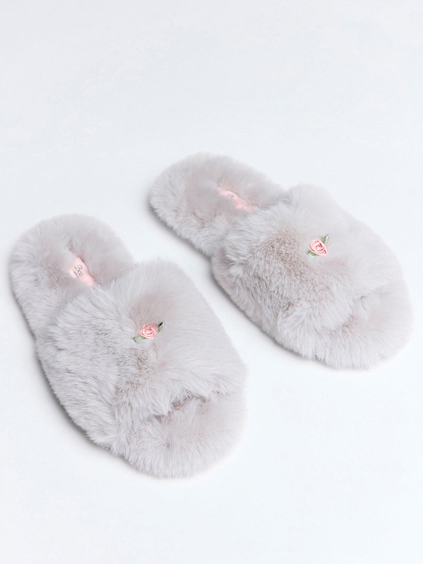  image of boux-avenue-rosebud-slider-slipper-grey