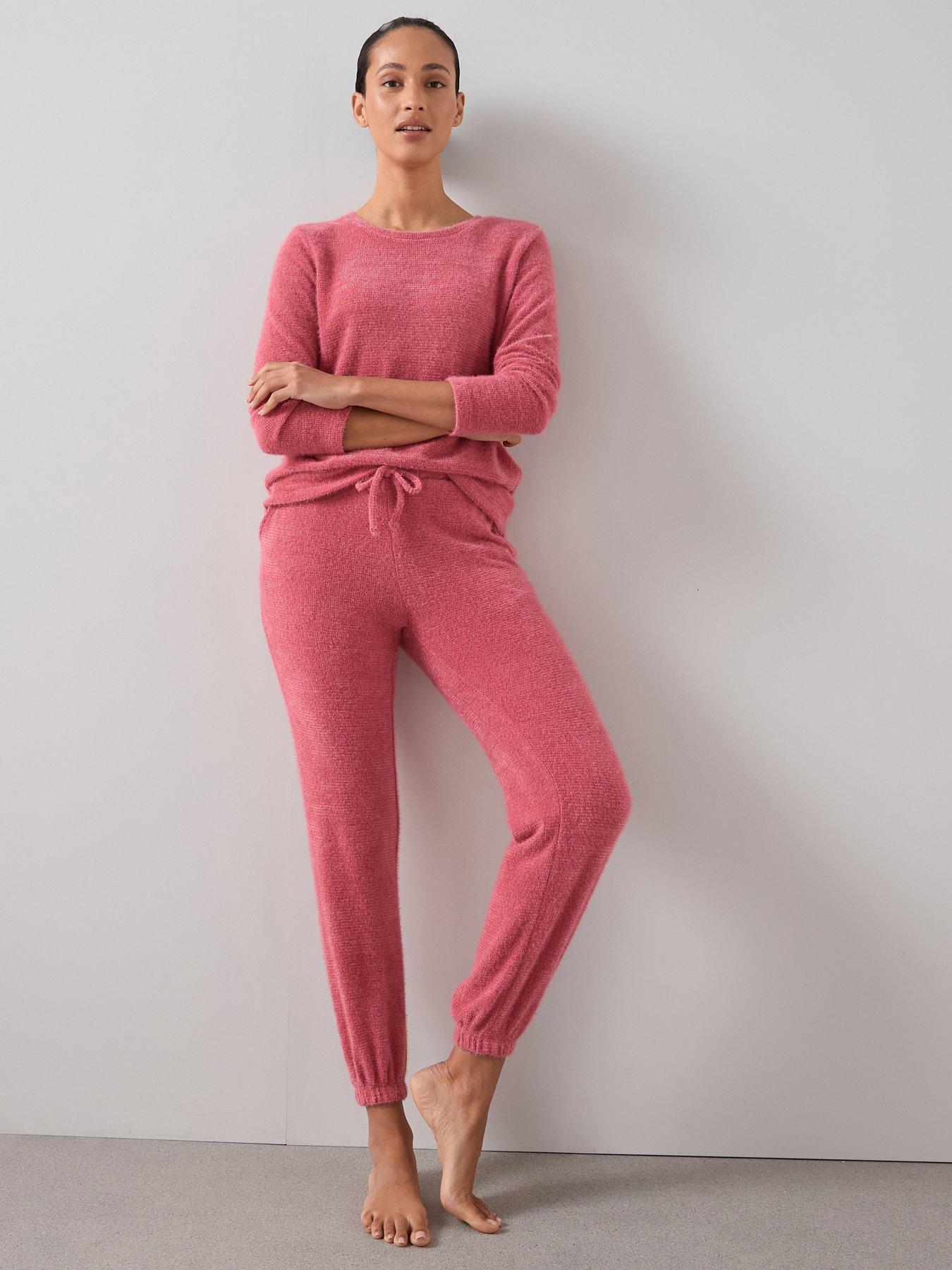 The Very Collection Feather Knit Long Sleeve Top And Jogger Pj Set - Pink