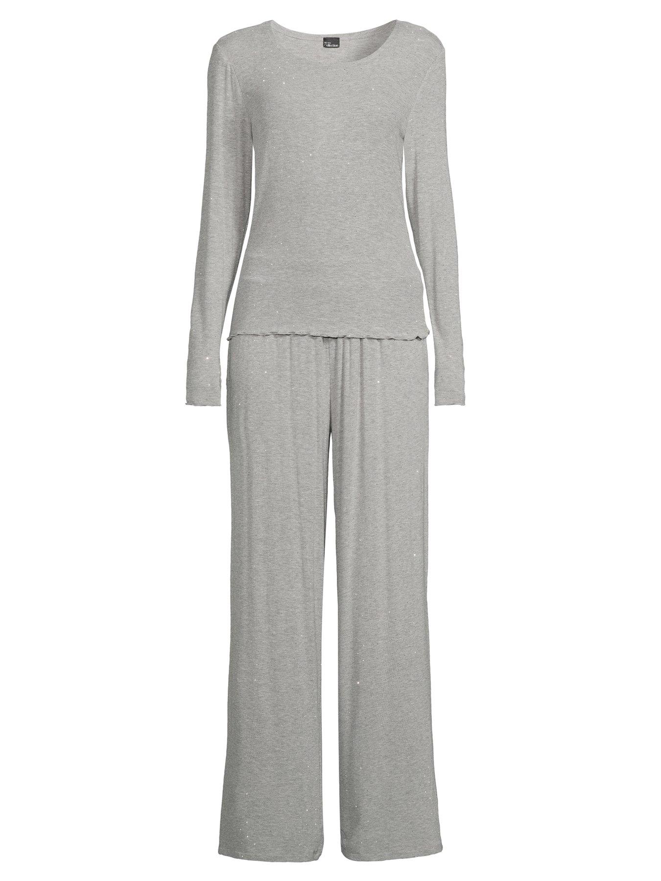 Image 6 of 6 of The Very Collection Glitter Slouch Ls Top And Wide Leg Pj Set - Grey