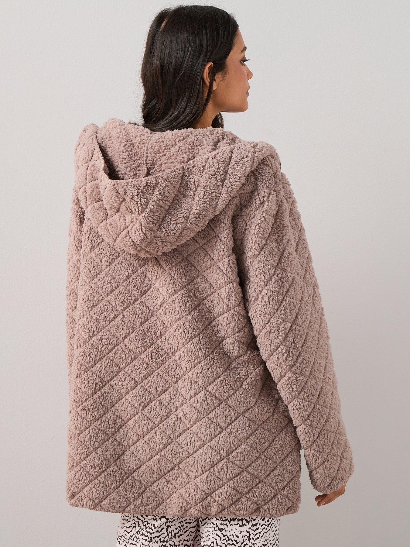 stillFront image of the-very-collection-quilted-borg-cardigan-brown