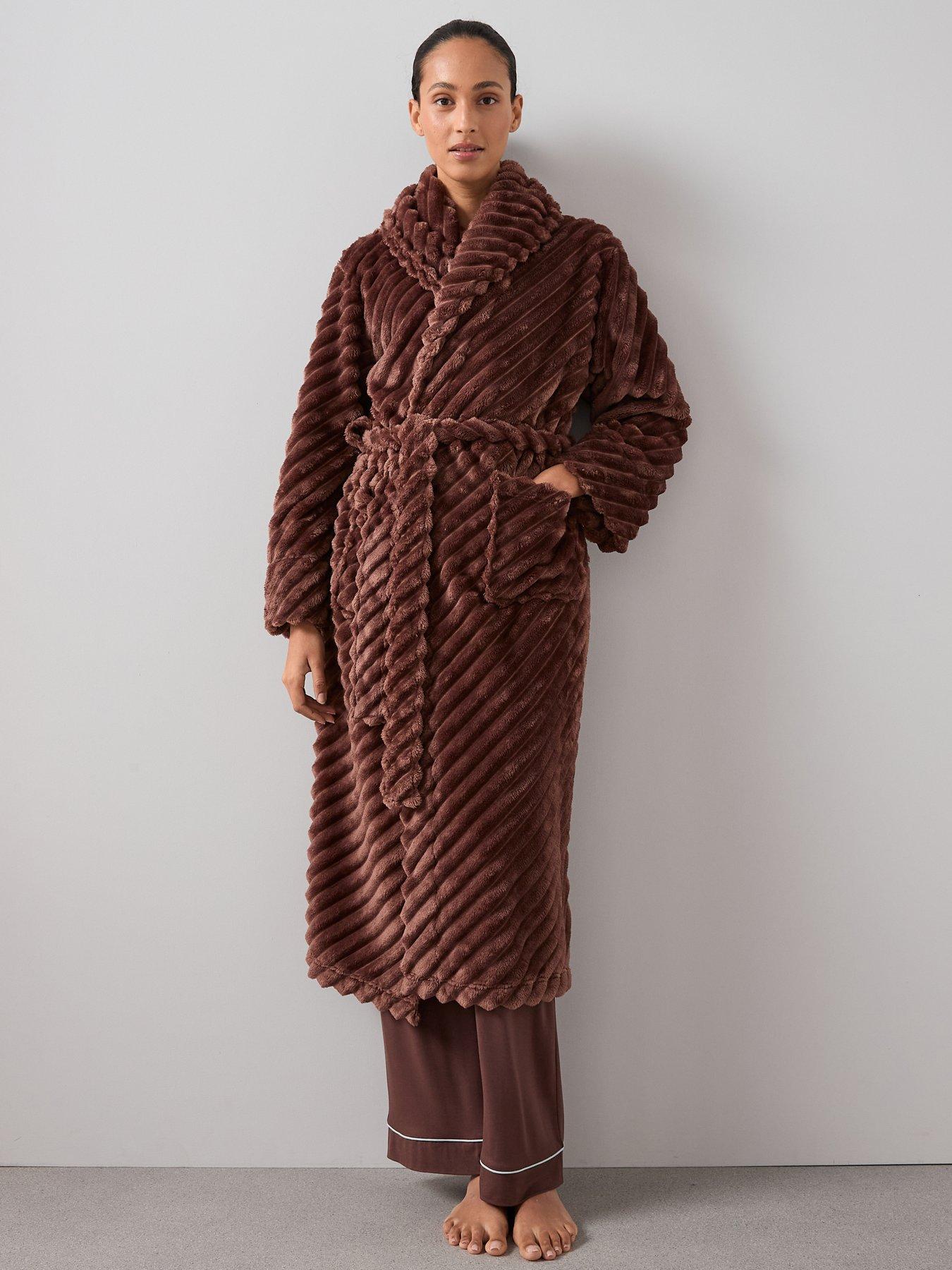 The Very Collection Textured Dressing Gown - Brown