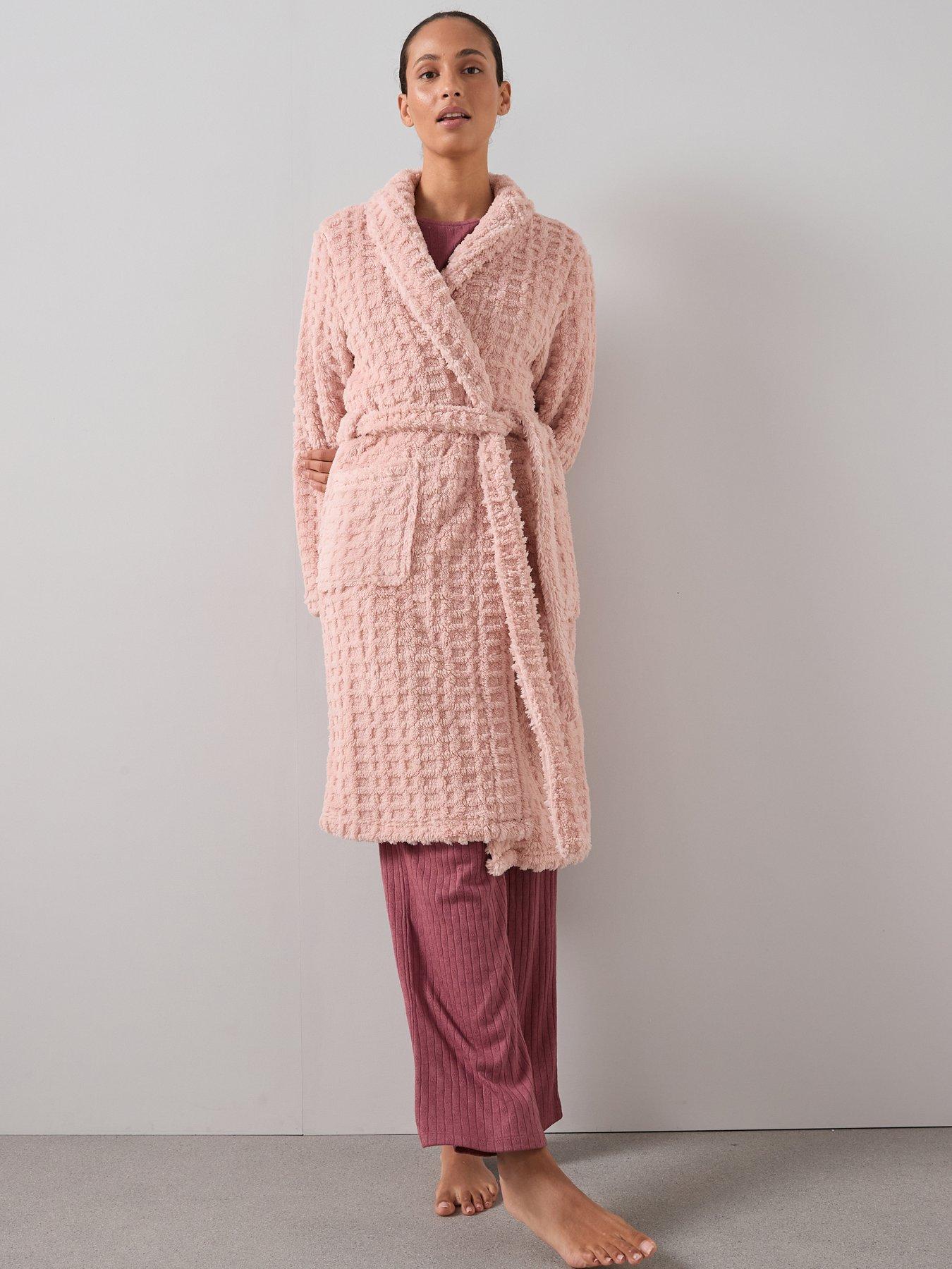 Image 1 of 6 of The Very Collection Jaquard Well Soft Shawl Collar Gown - Pink