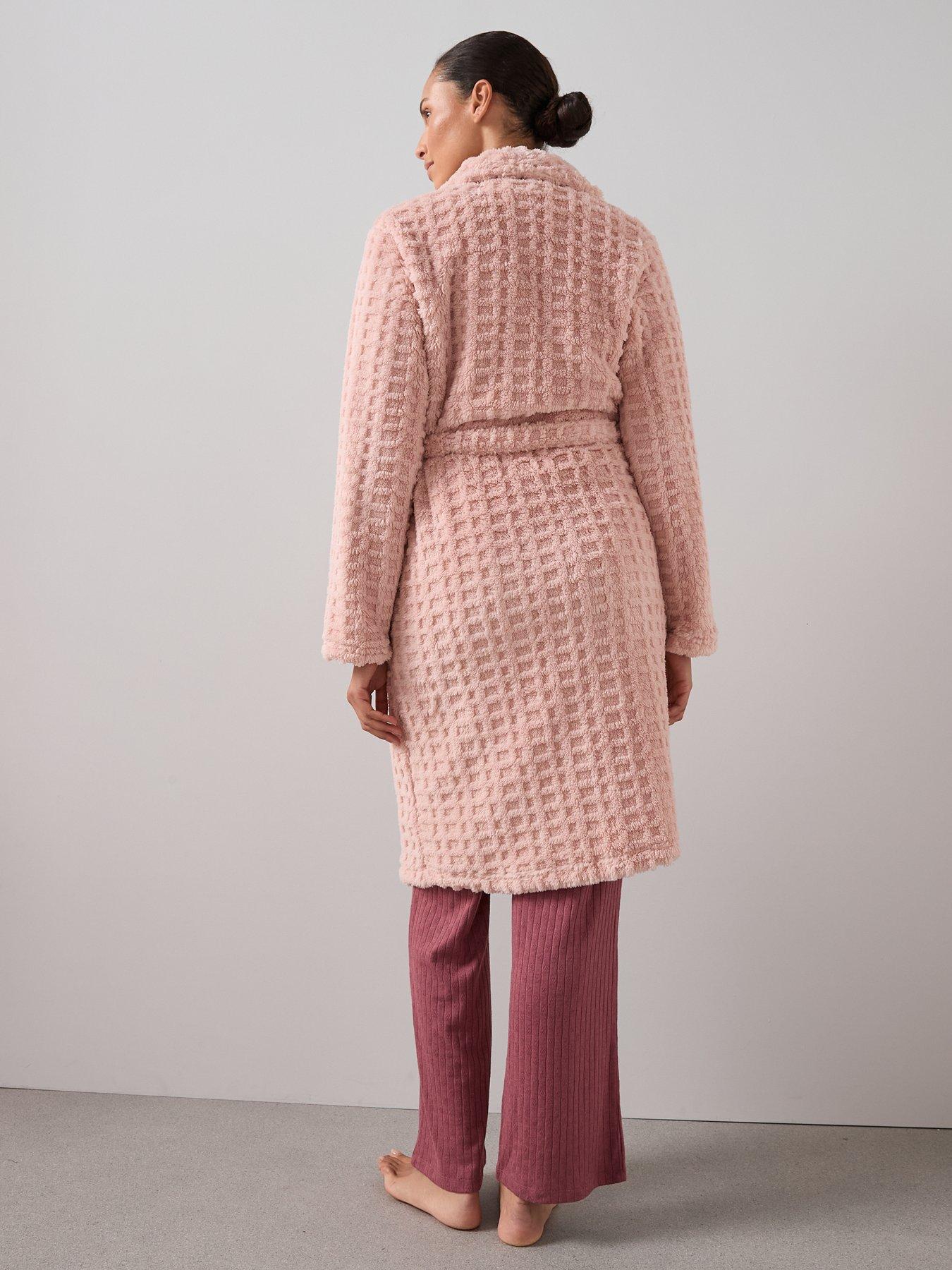 Image 2 of 6 of The Very Collection Jaquard Well Soft Shawl Collar Gown - Pink