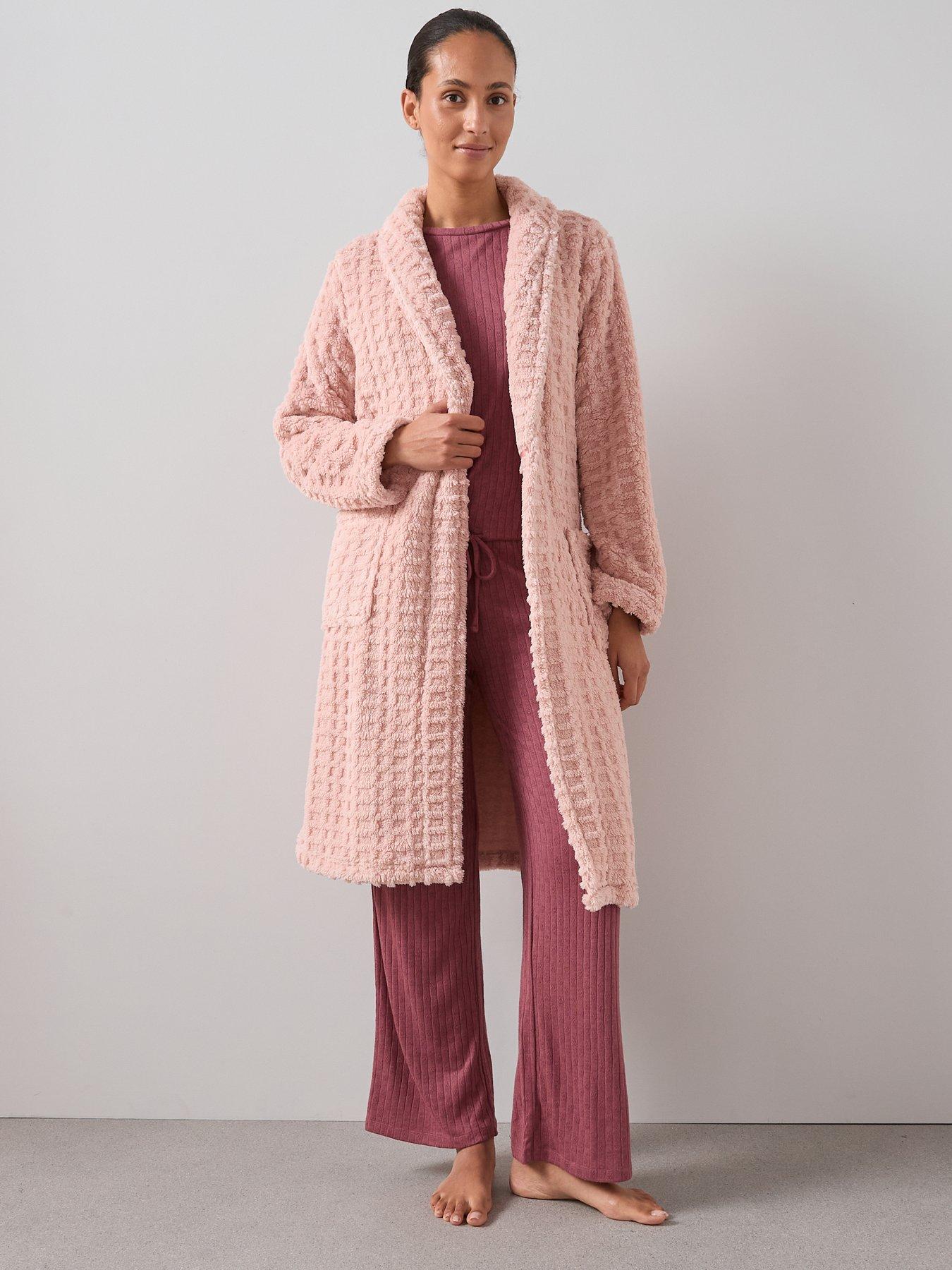 Image 3 of 6 of The Very Collection Jaquard Well Soft Shawl Collar Gown - Pink