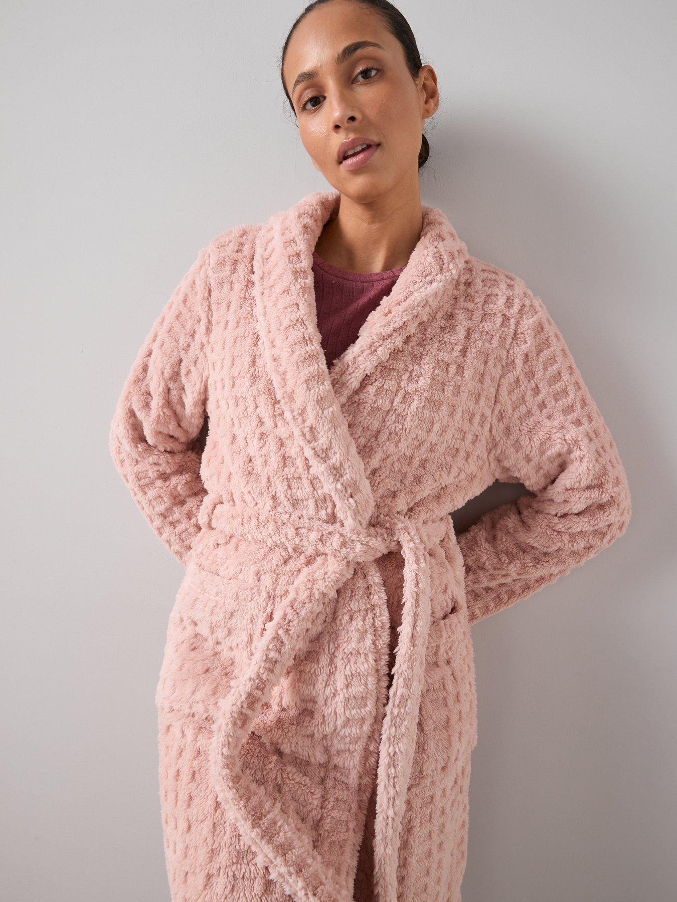 Image 4 of 6 of The Very Collection Jaquard Well Soft Shawl Collar Gown - Pink