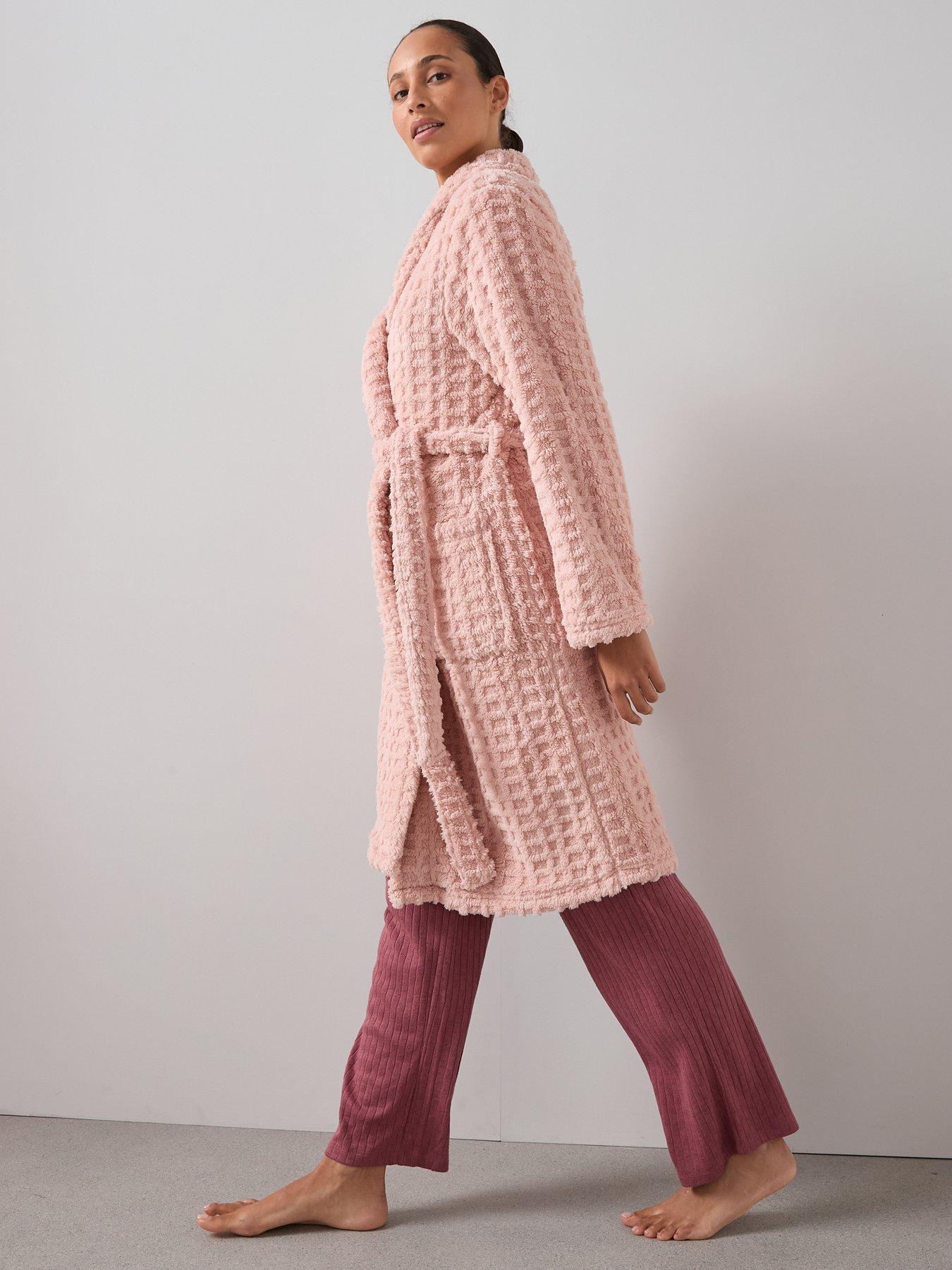 Image 5 of 6 of The Very Collection Jaquard Well Soft Shawl Collar Gown - Pink