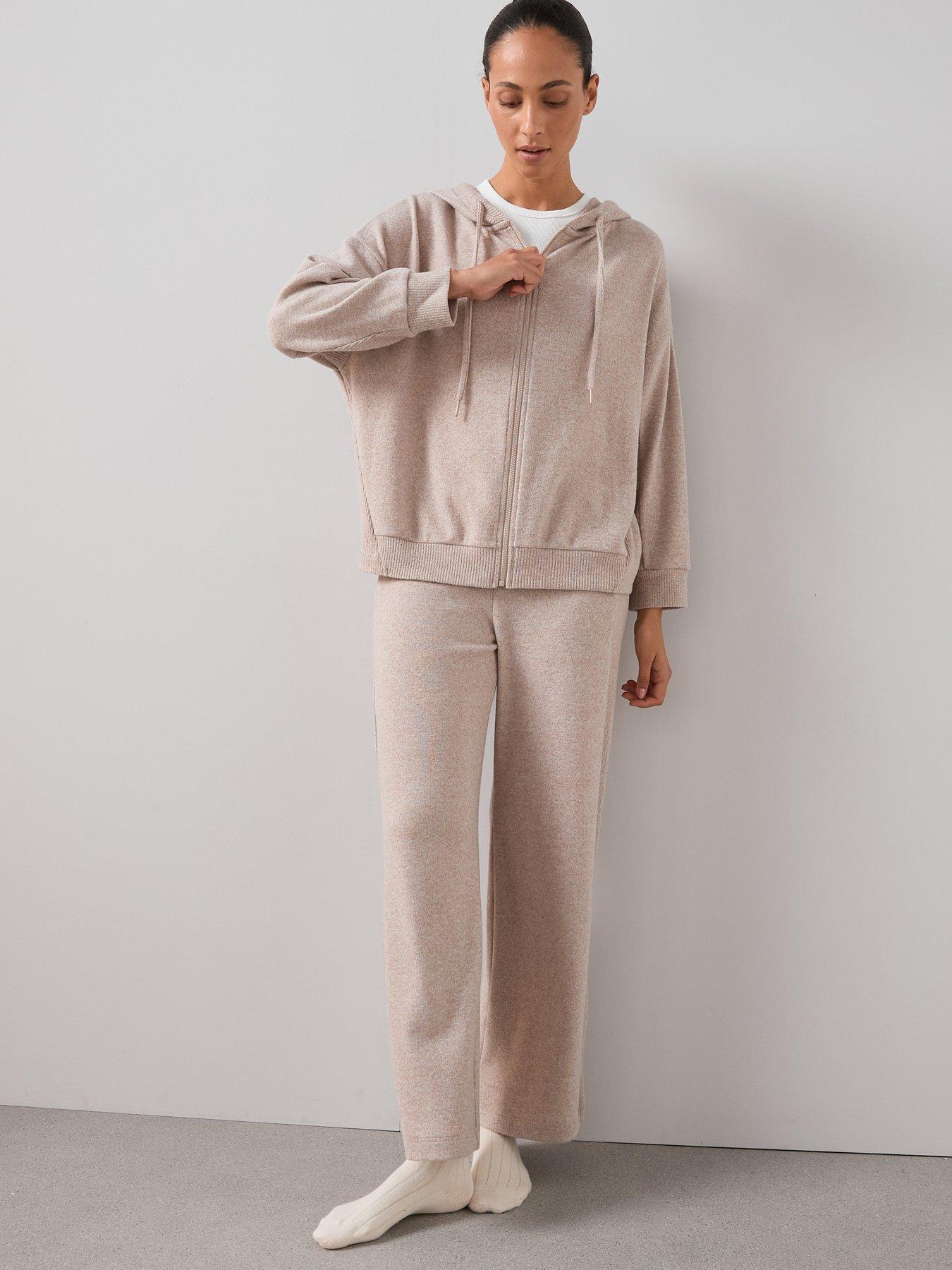 The Very Collection Soft Touch Rib Zip Up Loungewear Set - Beige