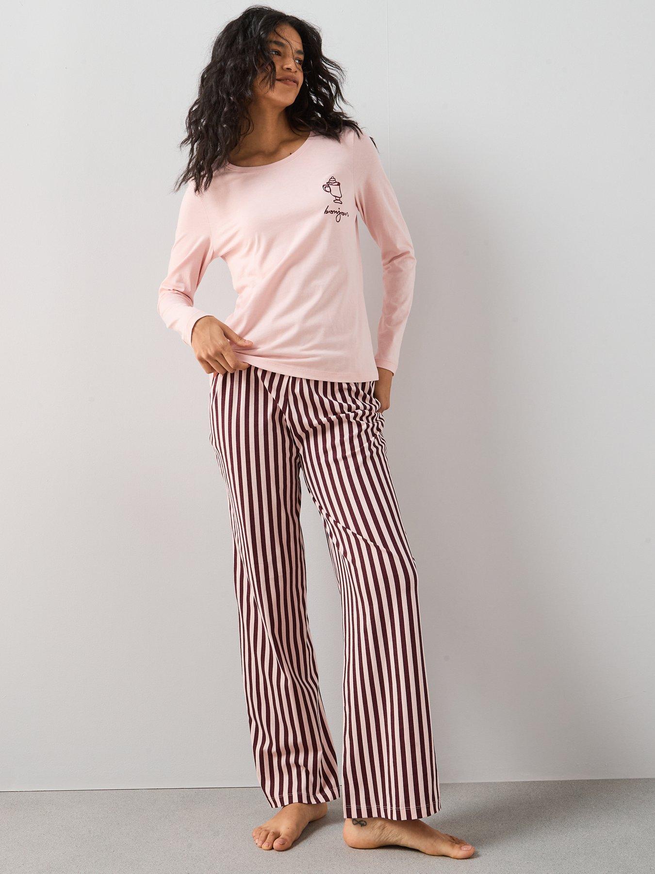 Image 3 of 6 of The Very Collection Long Sleeve Coffee Cup Wide Leg Pj Set - Pink