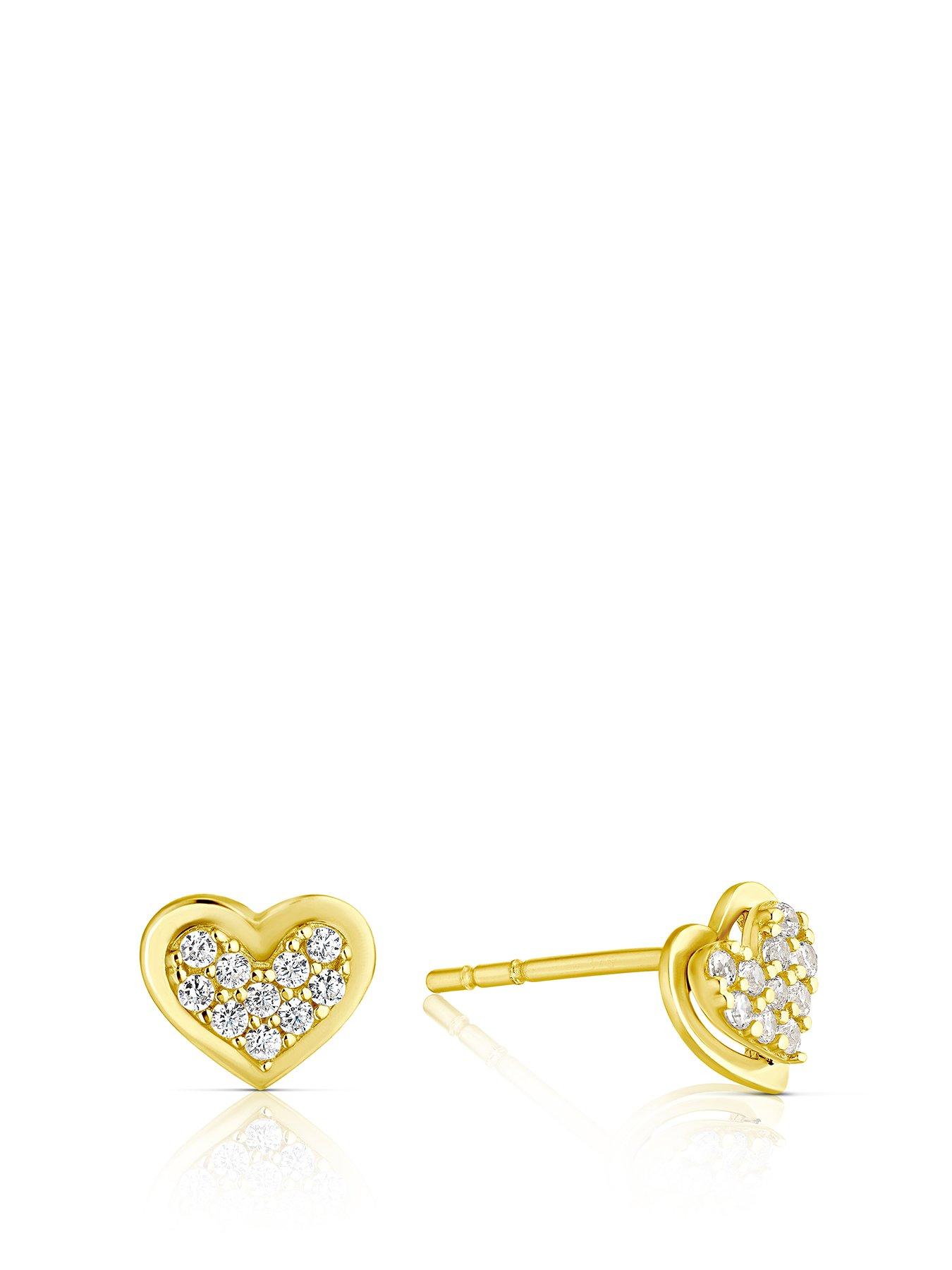  image of h-samuel-9ct-yellow-gold-earrings-pave-stud-earrings