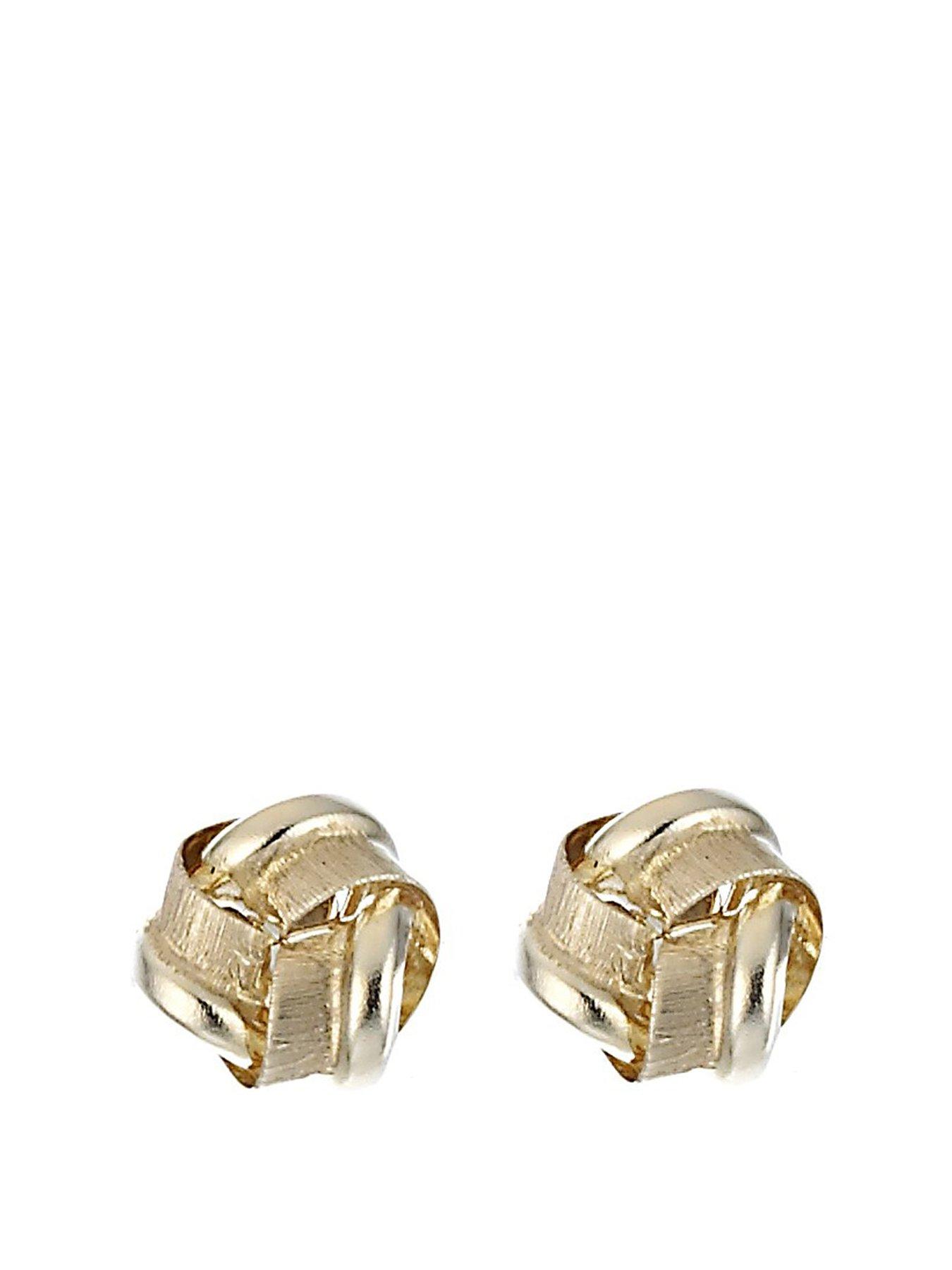 undefined 9ct Yellow Gold Earrings. Textured Polished Knot Stud 6mm Earrings.