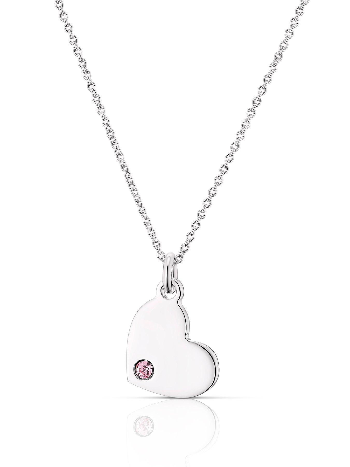  image of h-samuel-childrens-sterling-silver-necklace-october-purple-crystal-heart-pendant-necklace