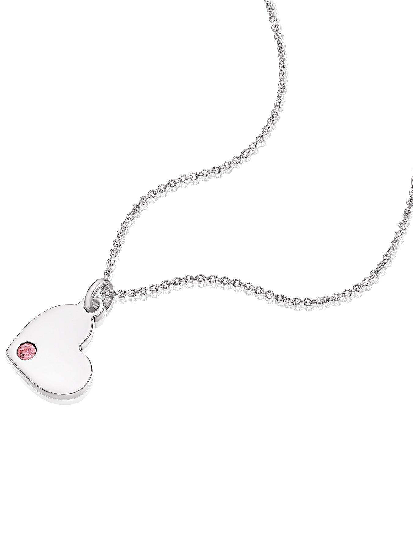  image of h-samuel-childrens-sterling-silver-necklace-october-purple-crystal-heart-pendant-necklace