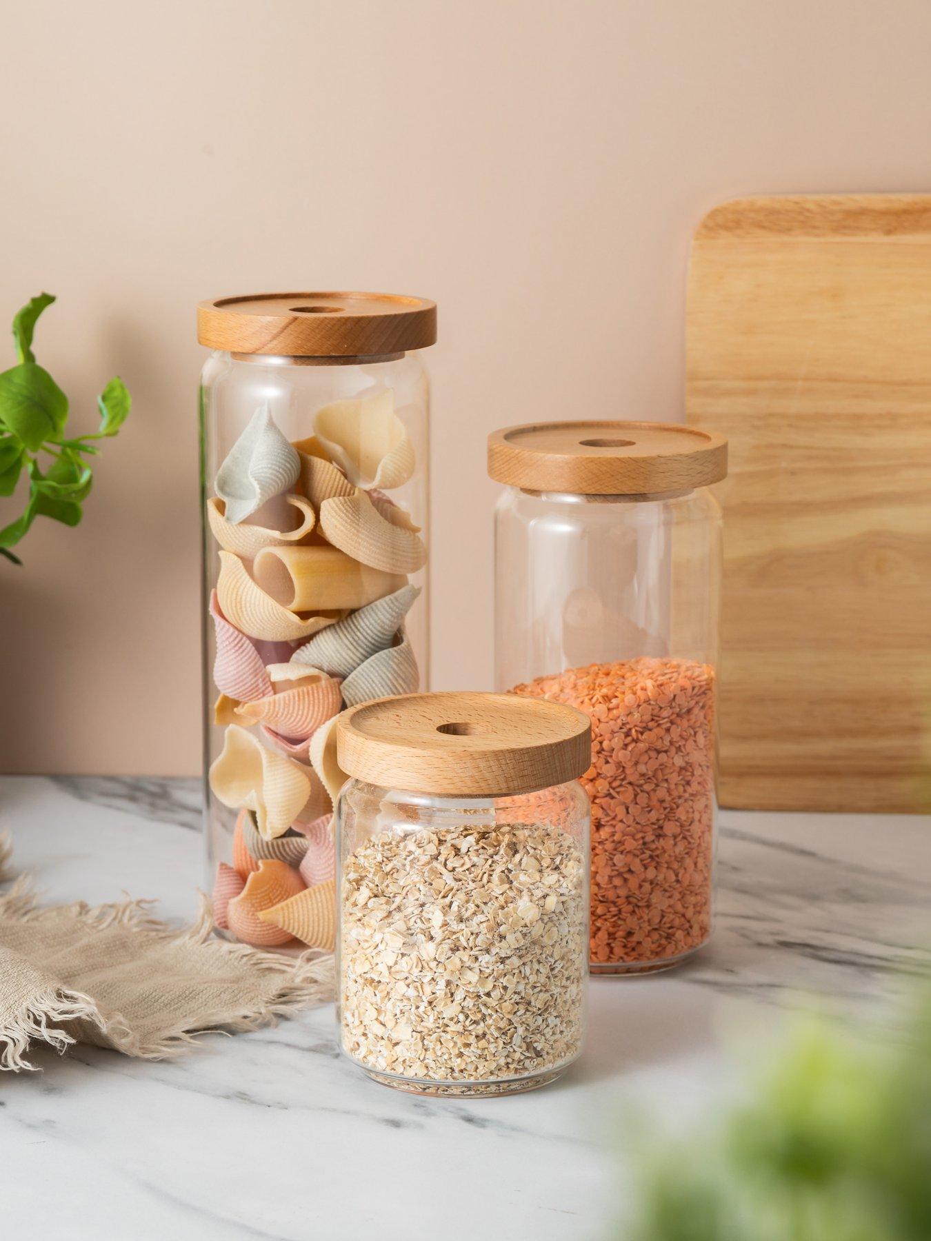 KitchenCraft Idilica Set of 3 Glass Storage Jars