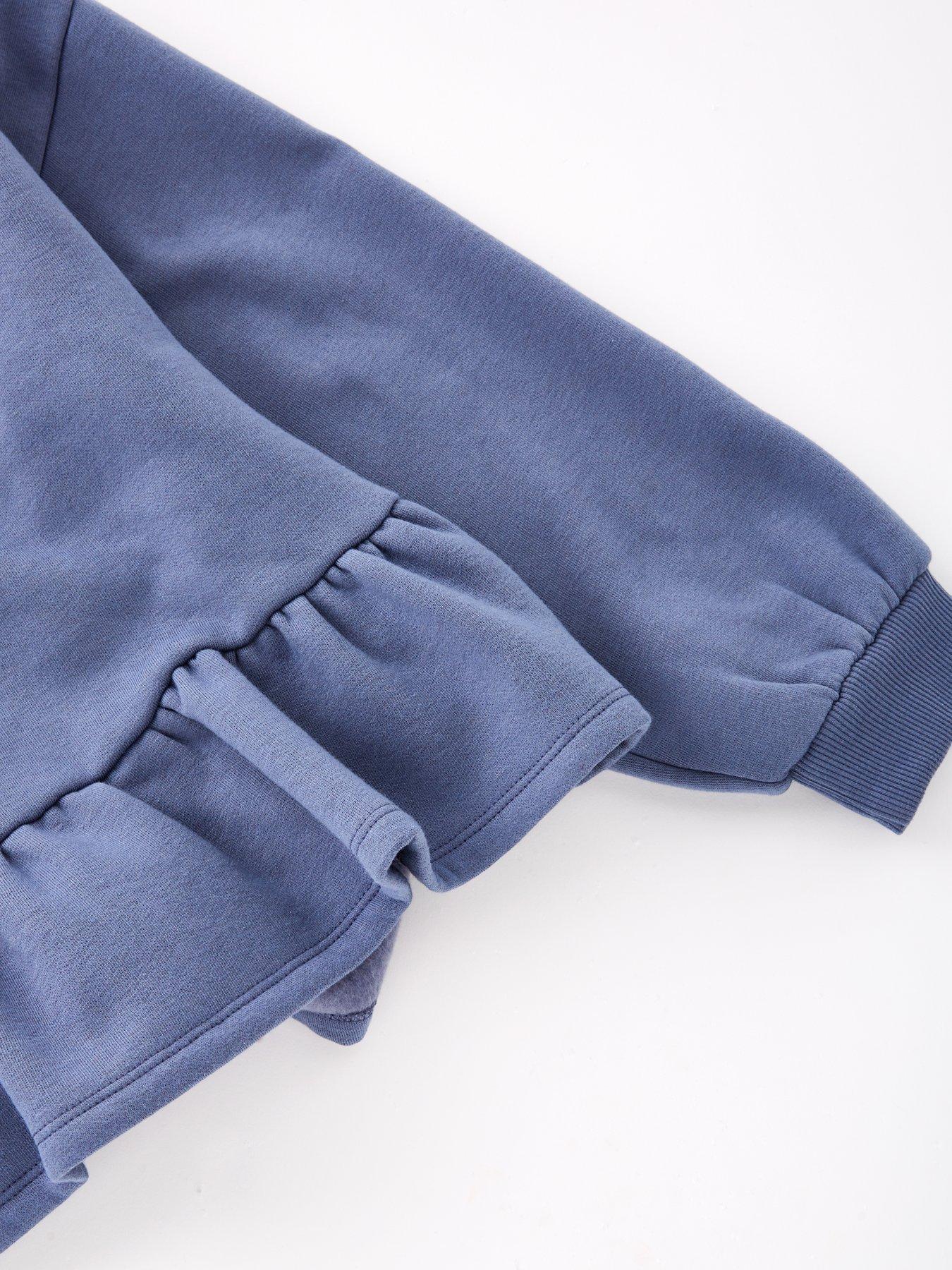  image of v-by-very-girls-peplum-hoody-dusky-blue