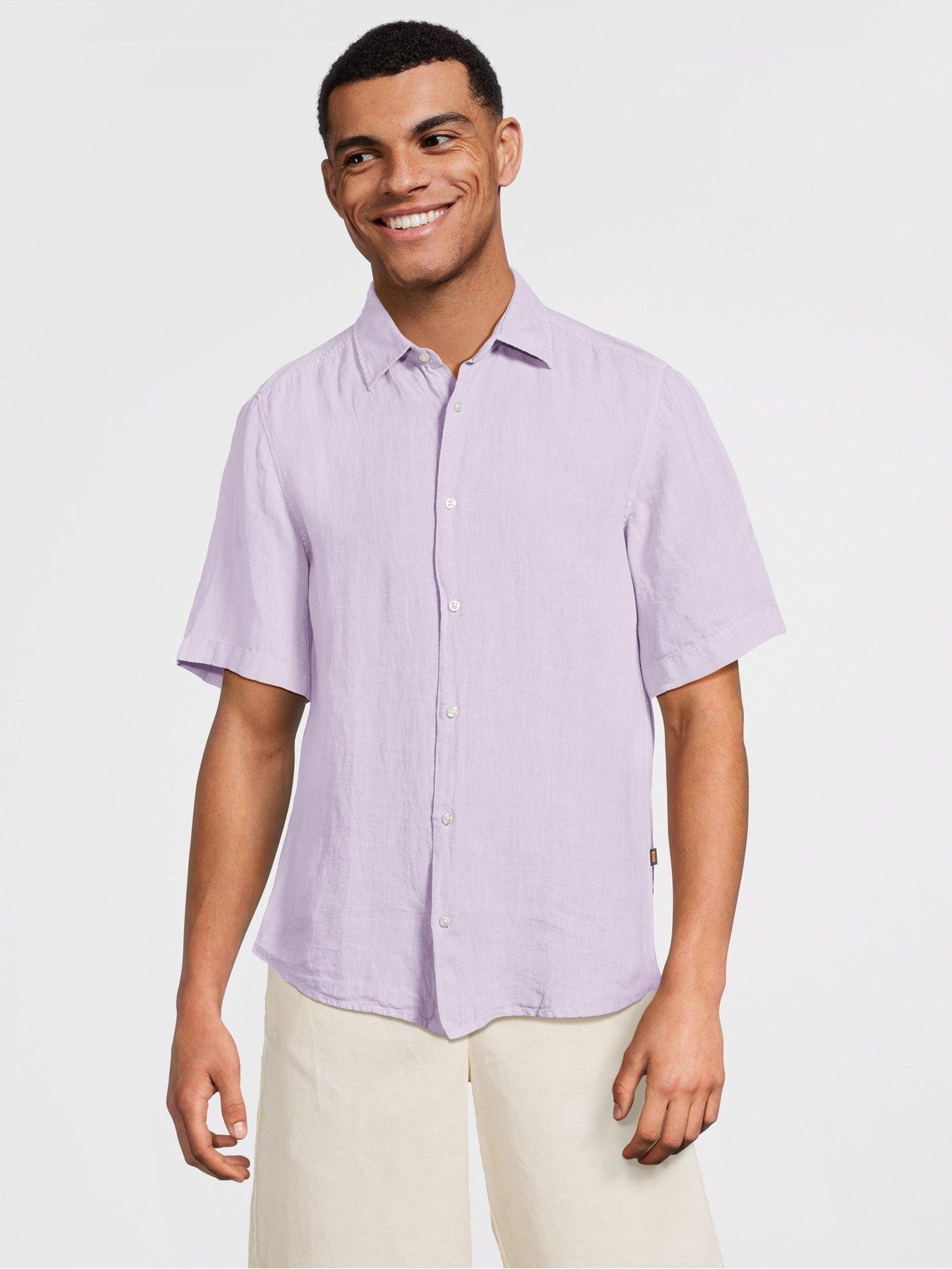 Image 1 of 5 of BOSS Rash_2_M Short Sleeve Regular Fit Shirts - Light Purple