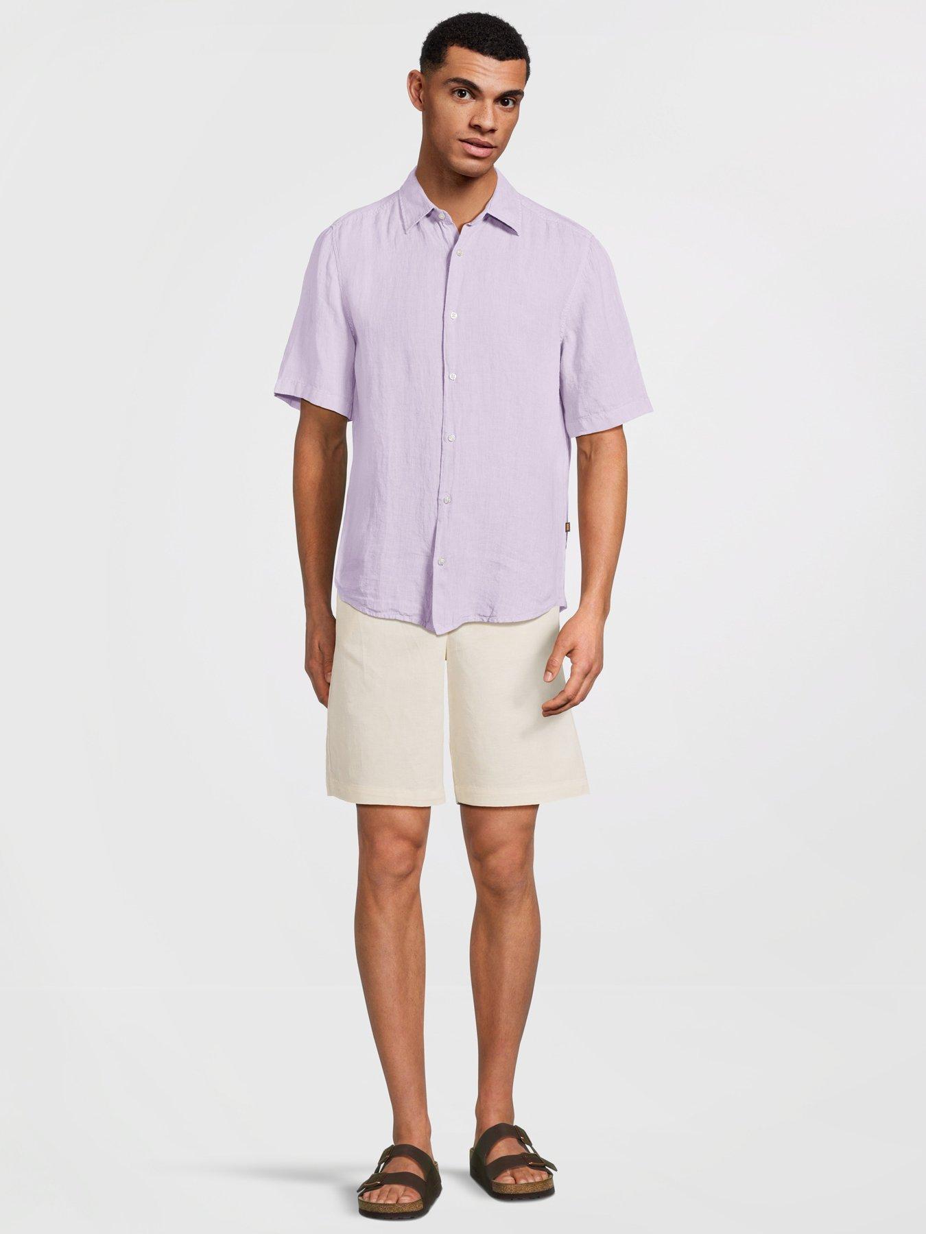 Image 3 of 5 of BOSS Rash_2_M Short Sleeve Regular Fit Shirts - Light Purple