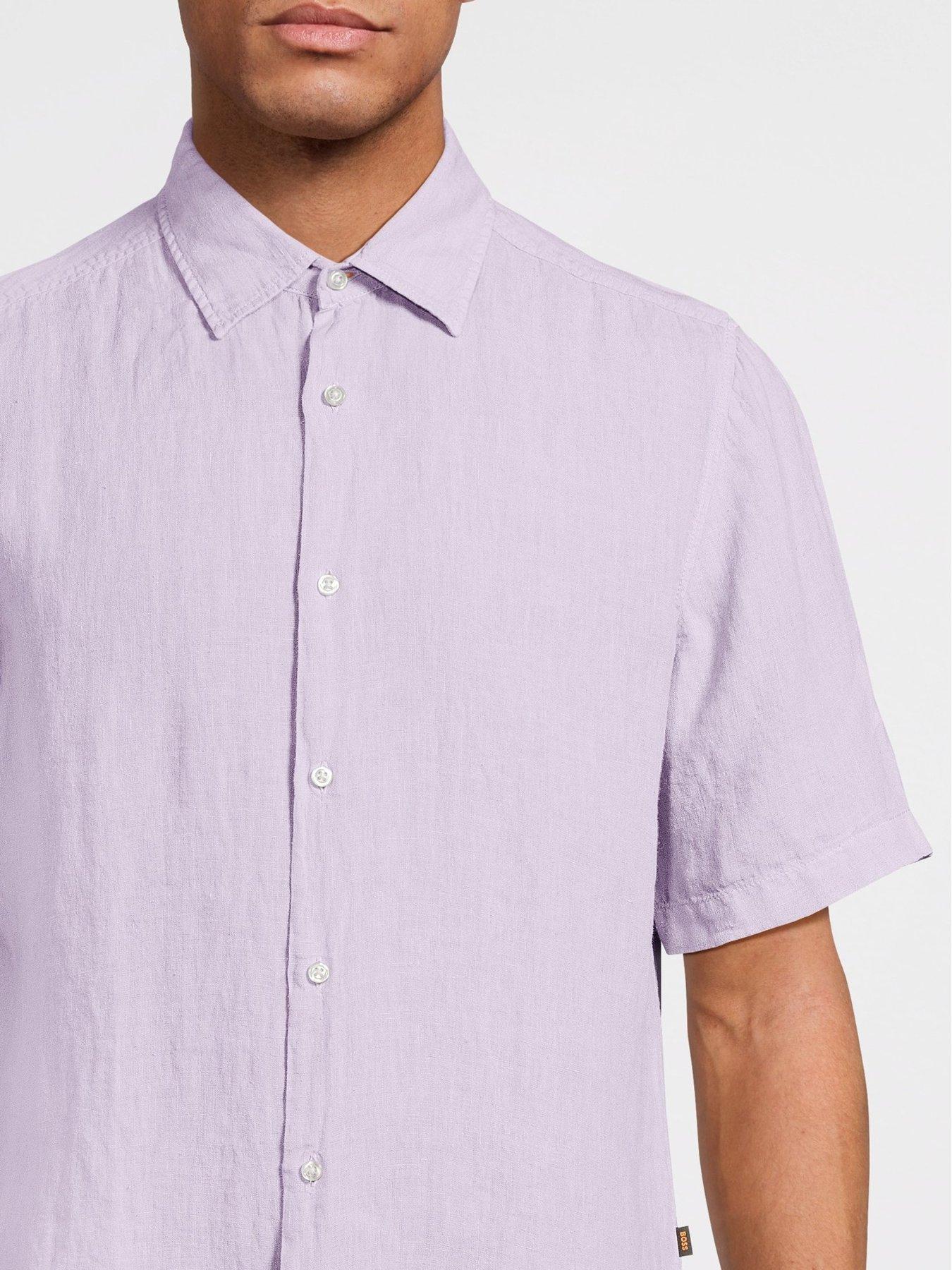 Image 4 of 5 of BOSS Rash_2_M Short Sleeve Regular Fit Shirts - Light Purple