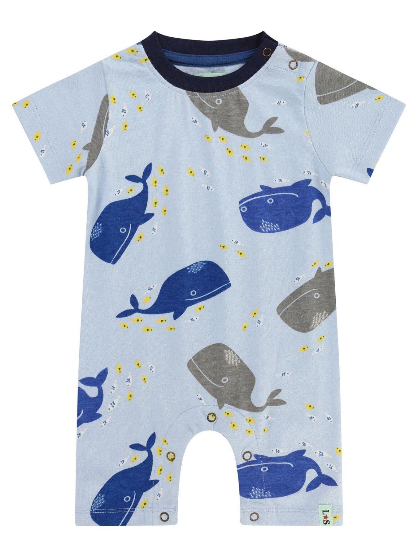 front image of lilly-sid-baby-boys-whale-print-romper-multi