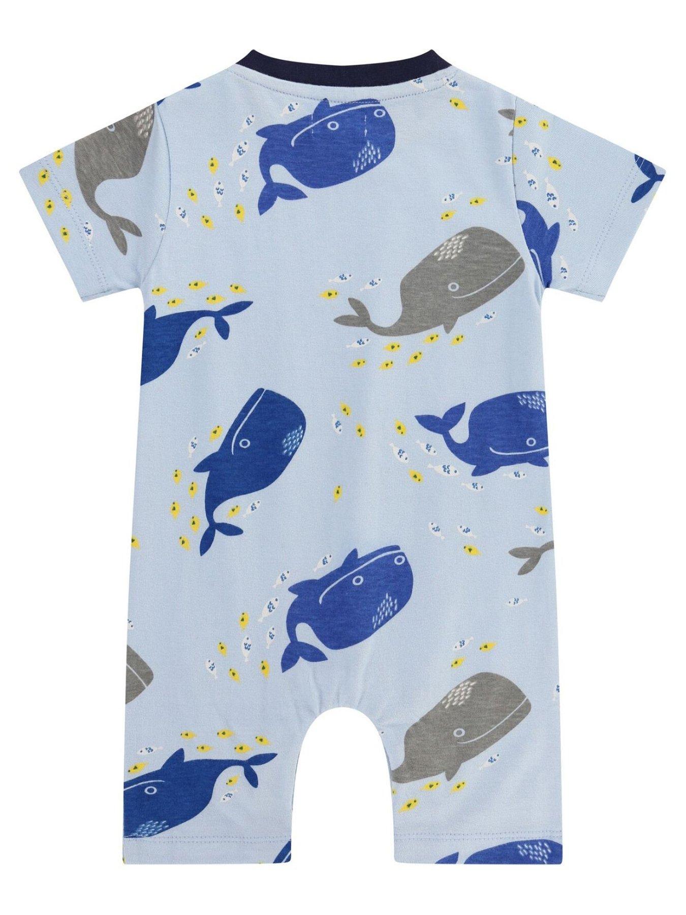 back image of lilly-sid-baby-boys-whale-print-romper-multi