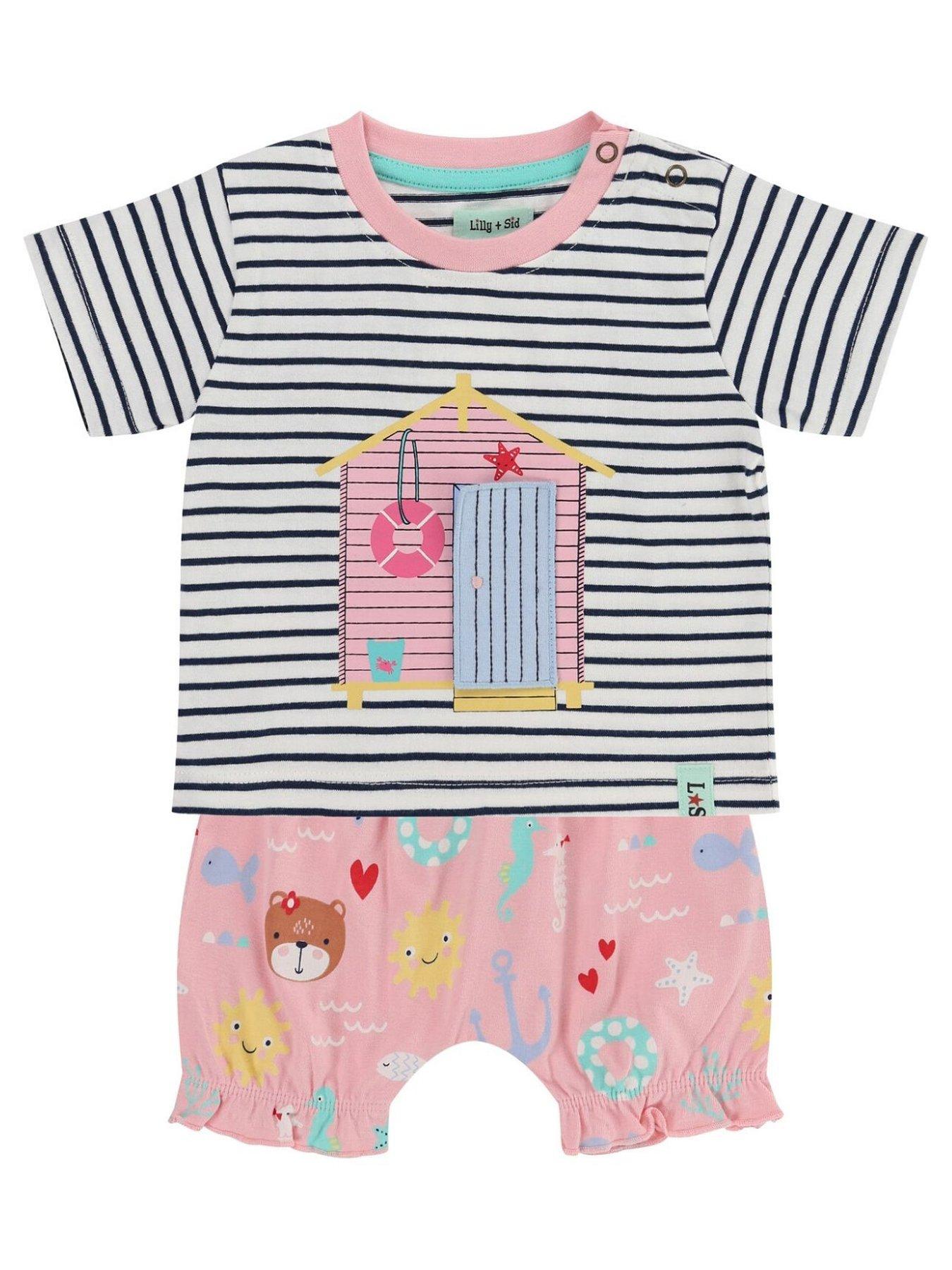 Image 1 of 6 of Lilly + Sid Baby Girls Beach Hut Applique T-Shirt &amp; Short Set - Multi