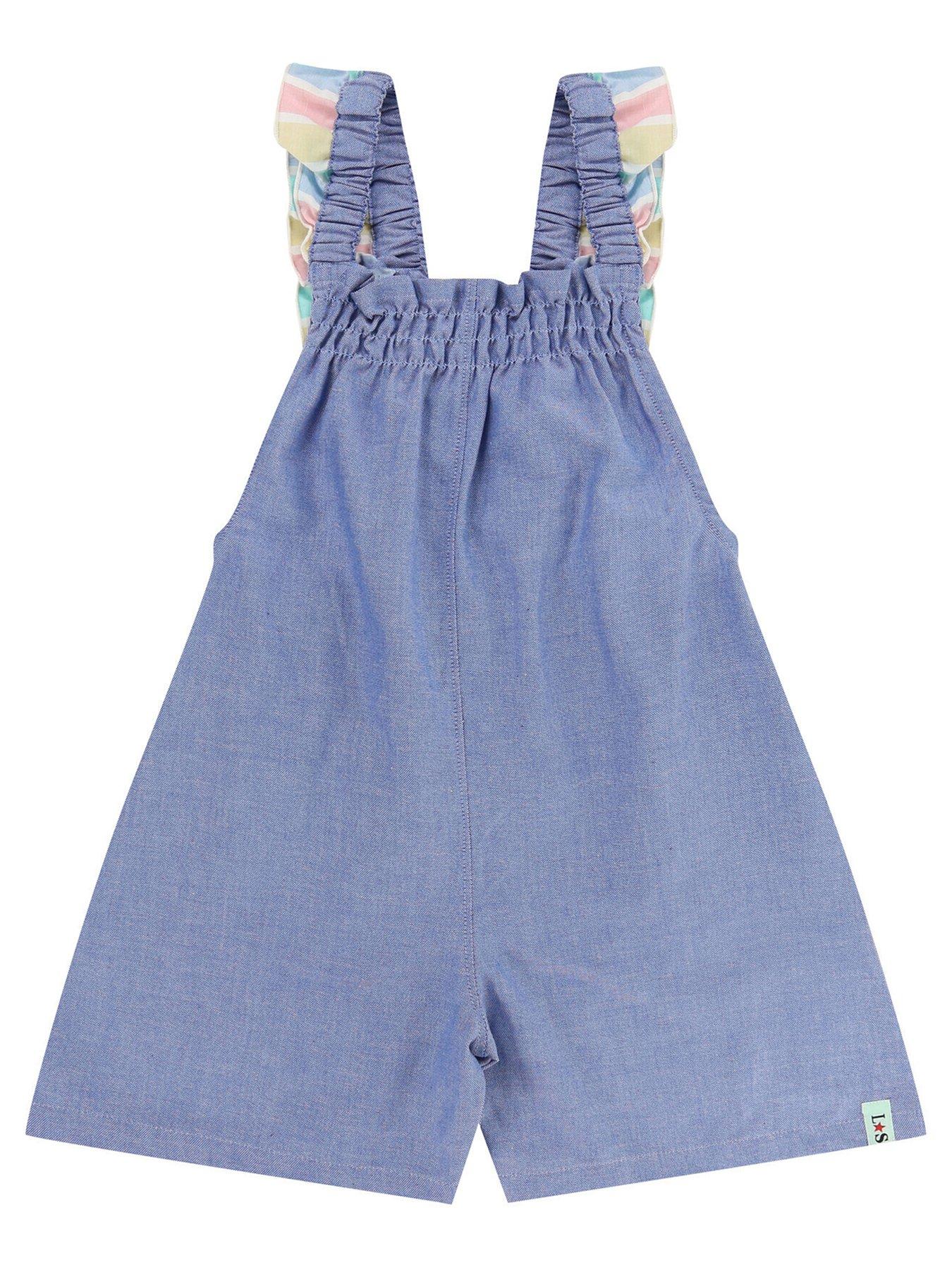  image of lilly-sid-girls-stripe-chambray-playsuit-multi