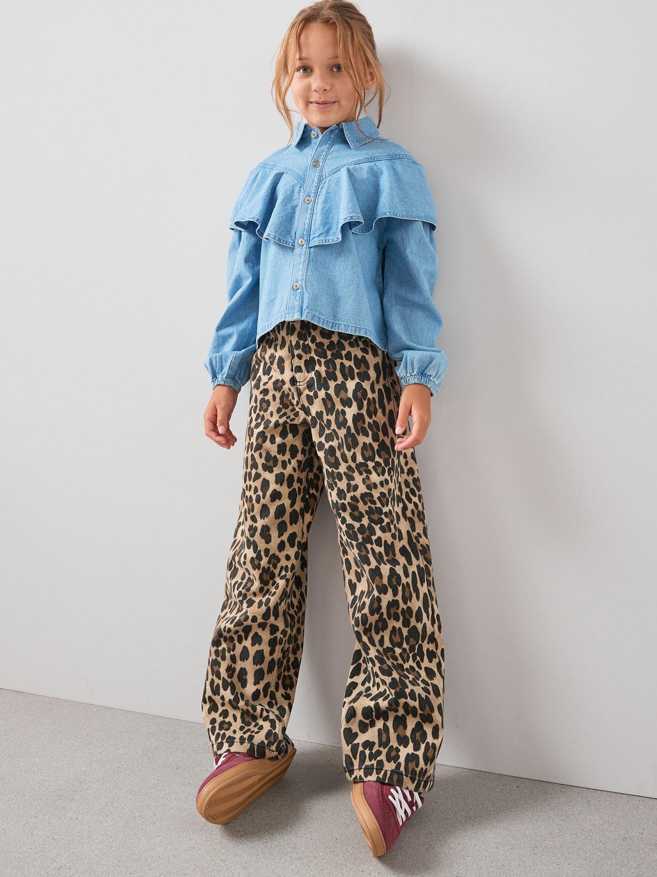 undefined Girls Frill Denim Shirt - Blue