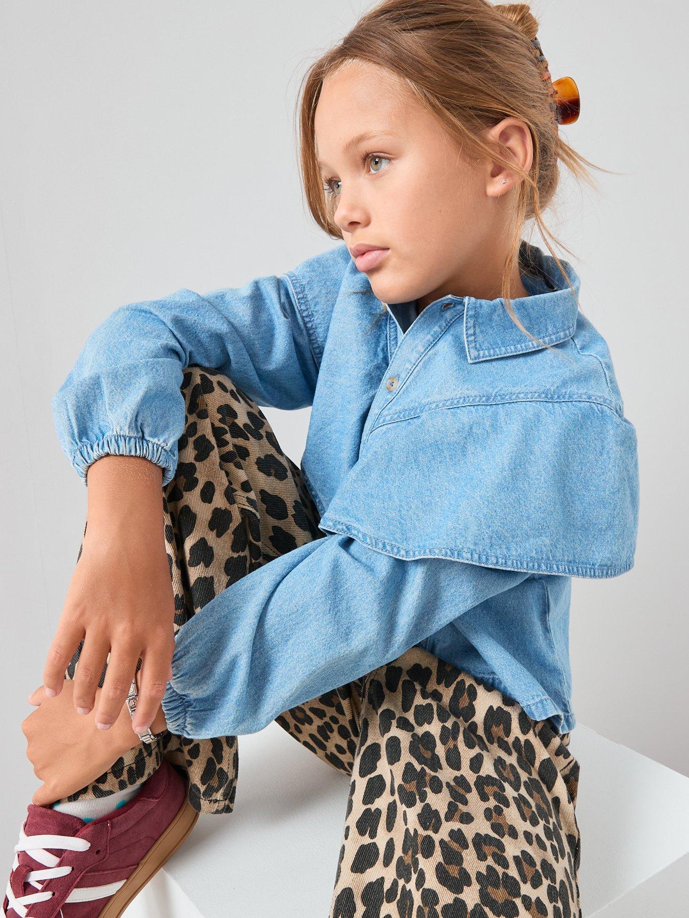 Image 4 of 5 of The Very Collection Girls Frill Denim Shirt - Blue