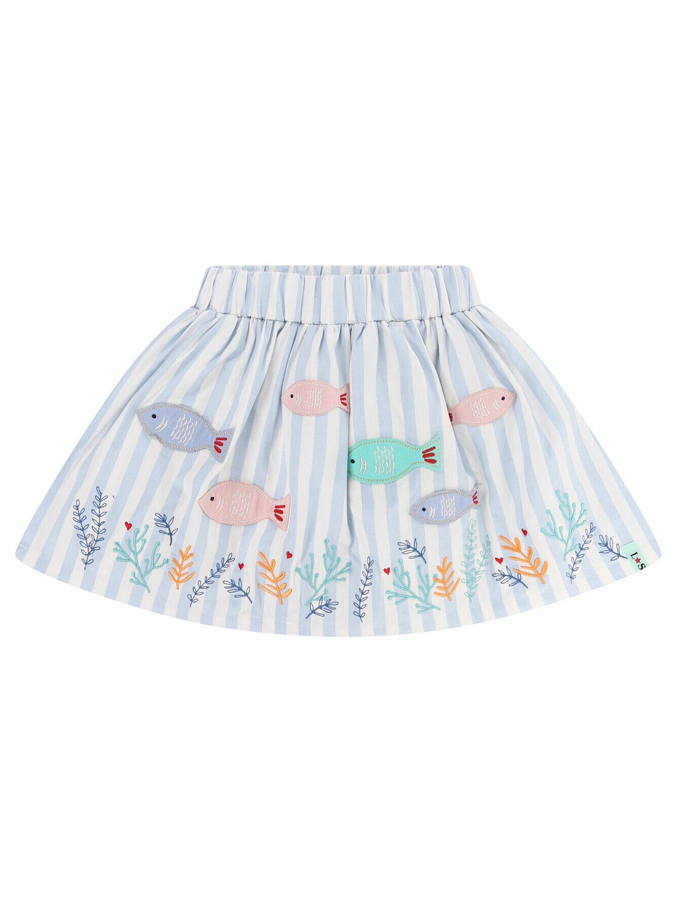 lilly-sid-girls-fish-stripe-applique-skirt-multi