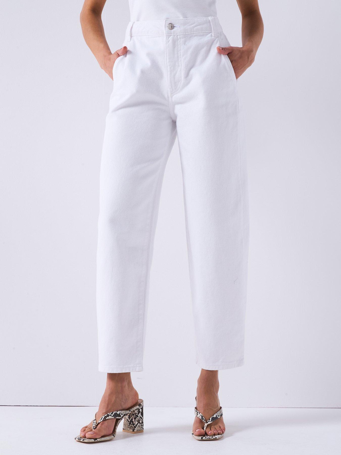 V by Very Barrel Leg Jeans - White