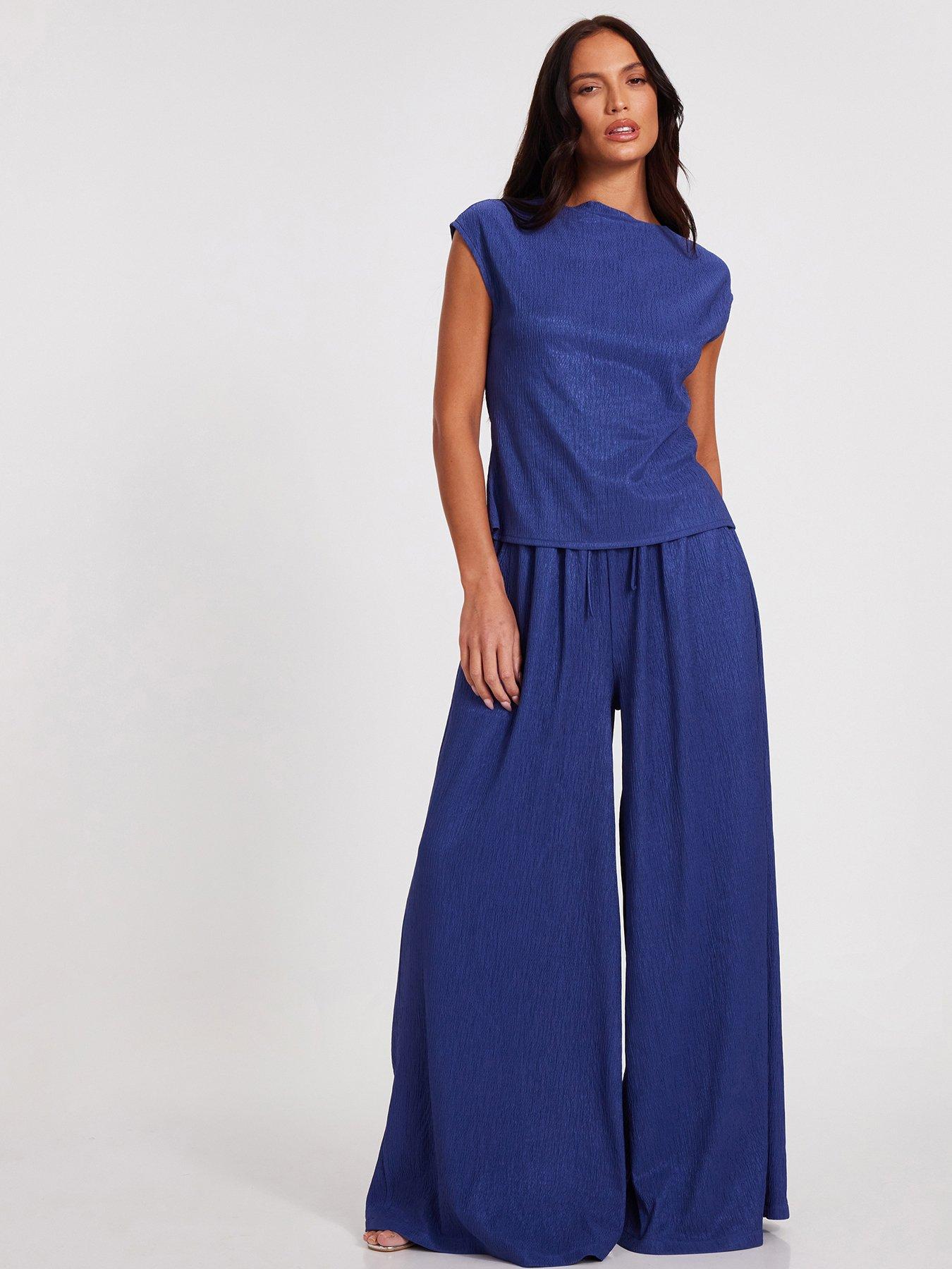 undefined Indigo Wide Leg Trousers