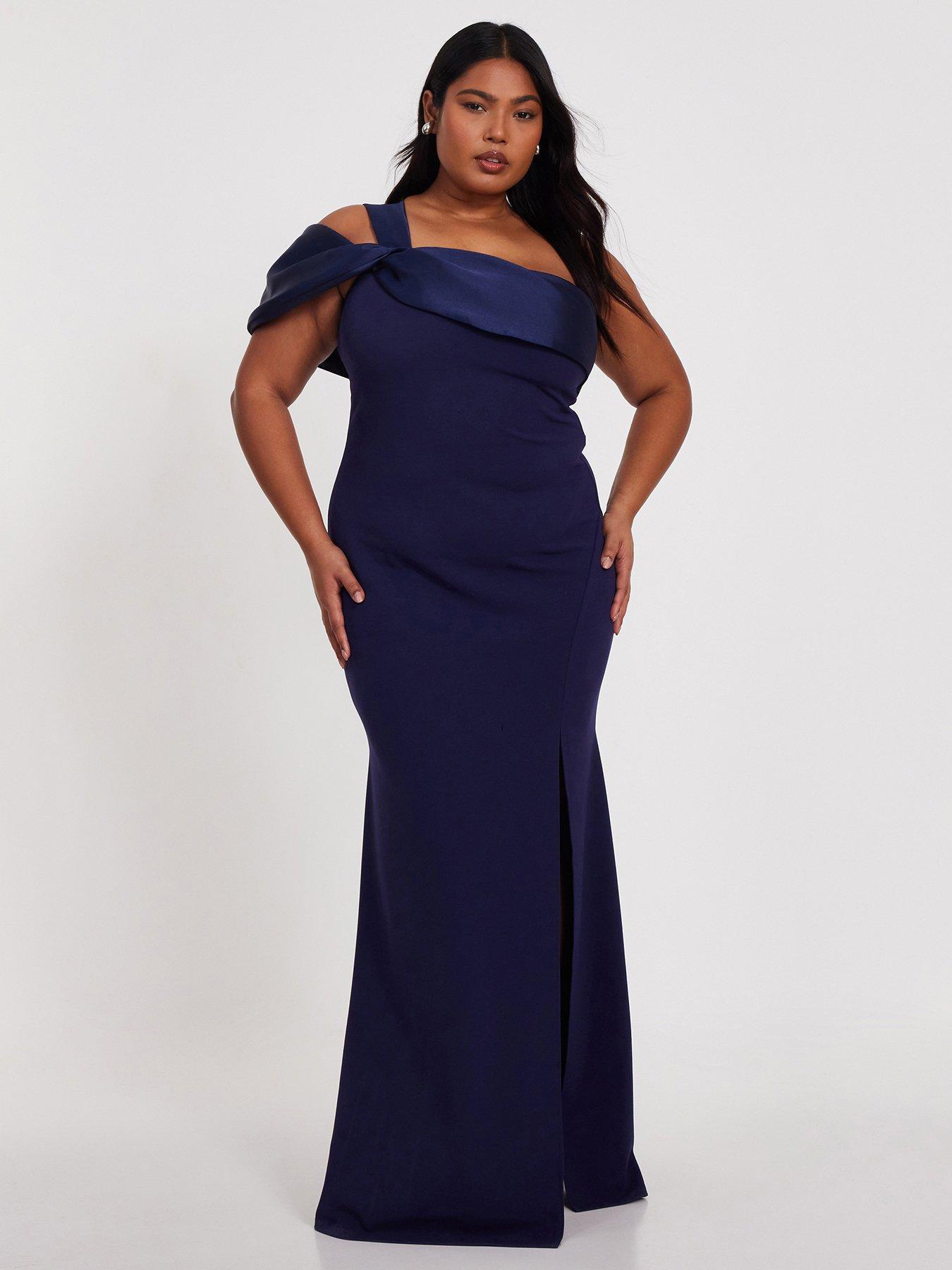 undefined Curve Navy One Shoulder Maxi Dress