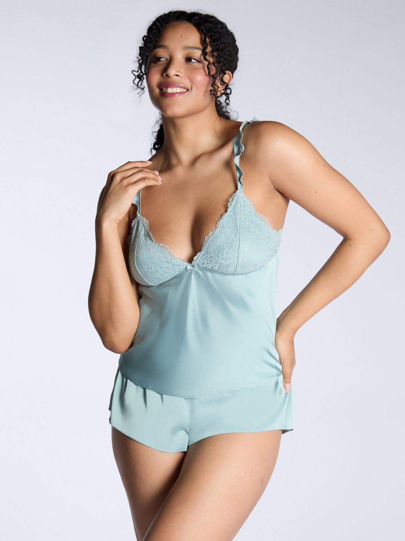 undefined Elphine Satin Cami  &  Short Pyjama Set - Sea Green