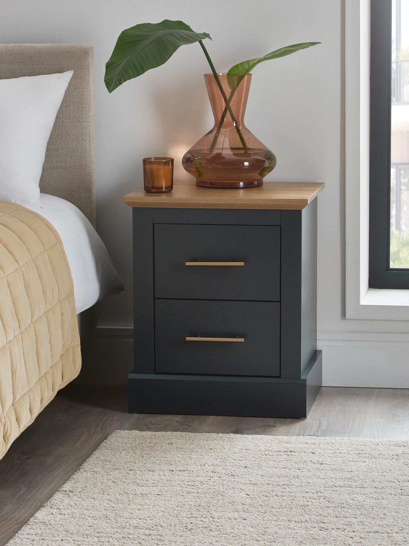 The Very Collection Shenfield 2 Drawer Bedside Chest - Graphite - FSC® Certified
