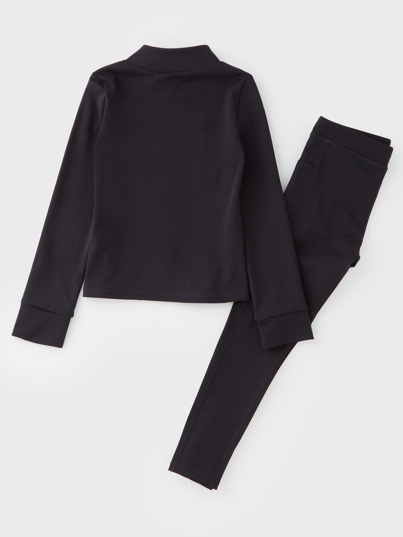 Image 2 of 4 of V by Very Girls Sports Legging And Zip Up Top Set - Black