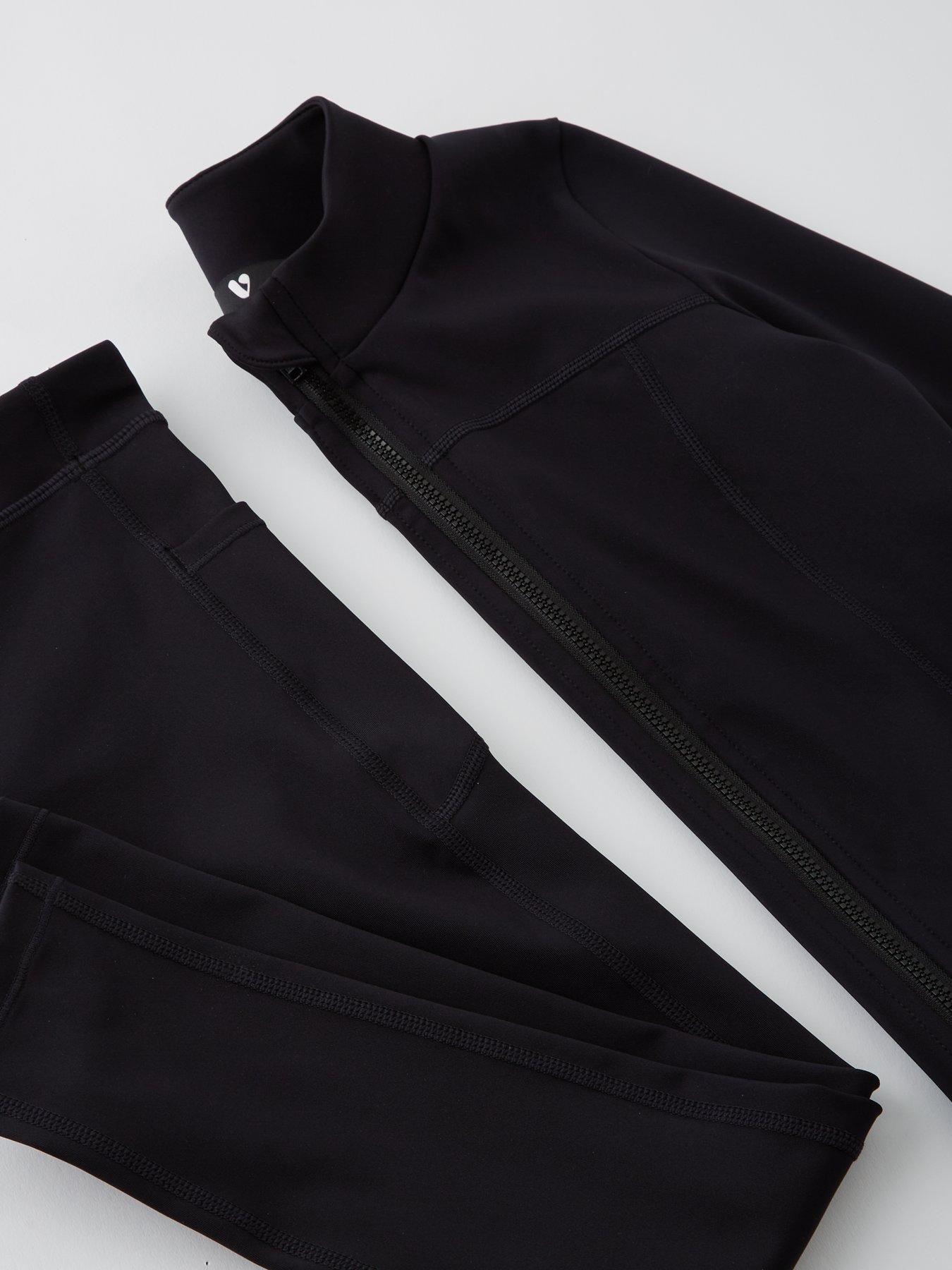 Image 4 of 4 of V by Very Girls Sports Legging And Zip Up Top Set - Black
