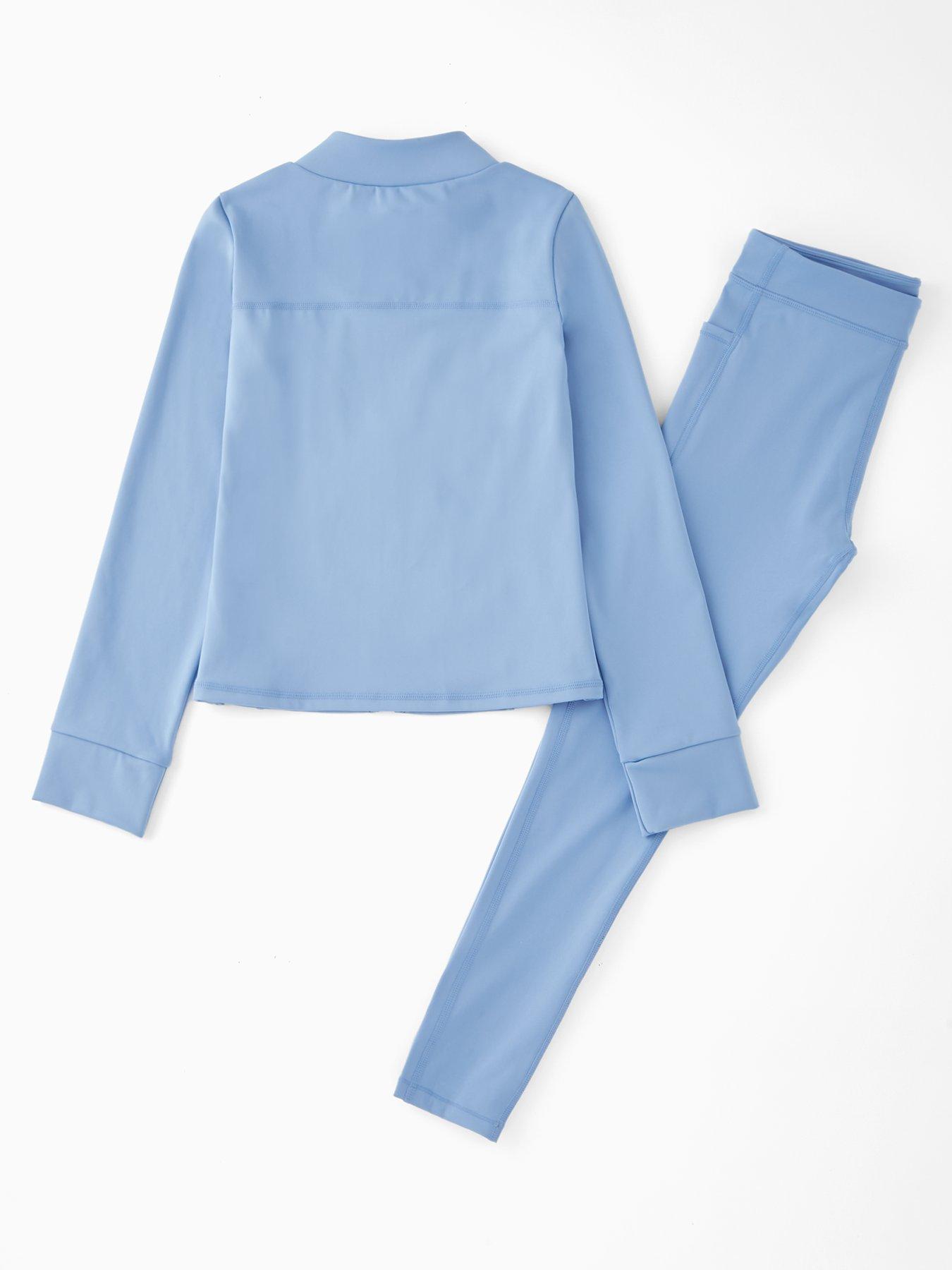 image of the-very-collection-girls-sports-legging-and-zip-up-top-set-blue