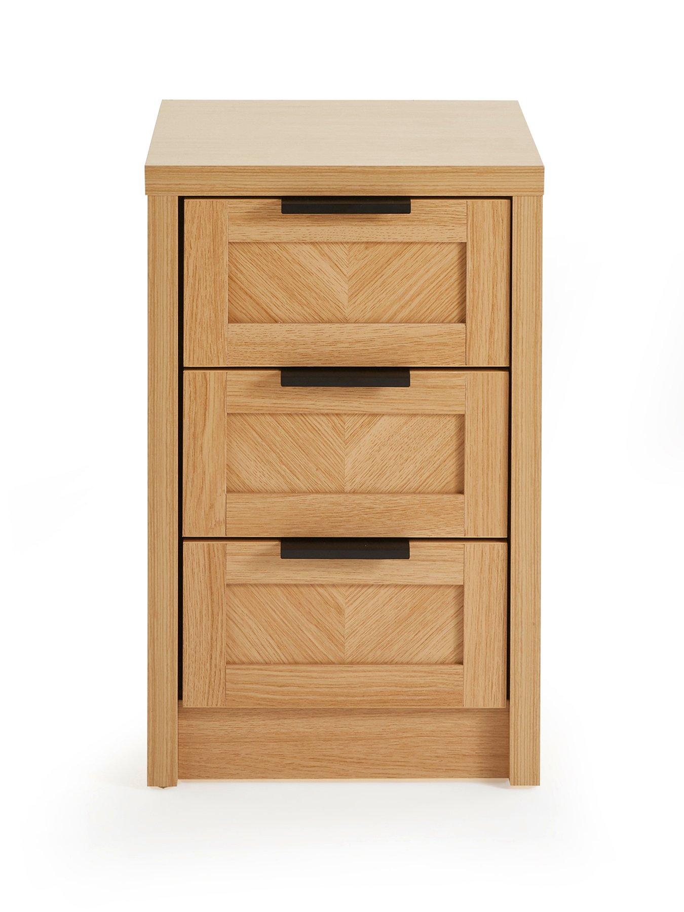 Image 2 of 7 of The Very Collection Chevry 3 Drawer Bedside Chest - Oak