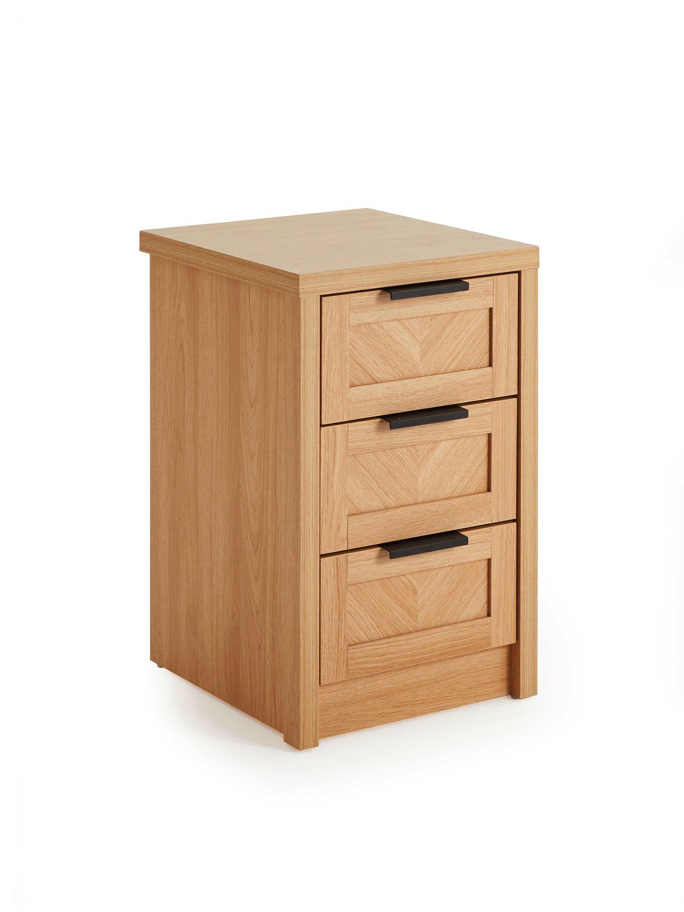 Image 3 of 7 of The Very Collection Chevry 3 Drawer Bedside Chest - Oak