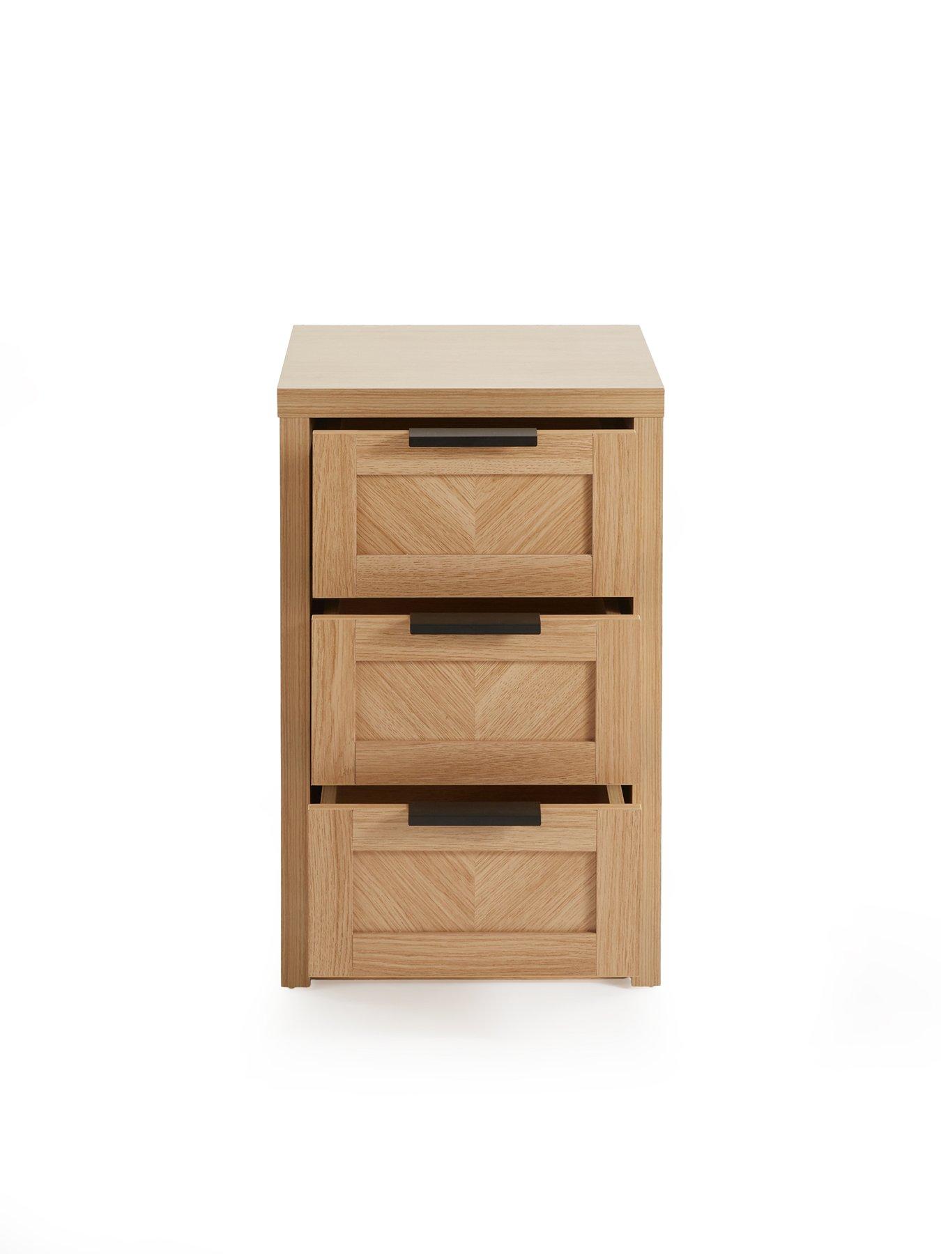 Image 4 of 7 of The Very Collection Chevry 3 Drawer Bedside Chest - Oak
