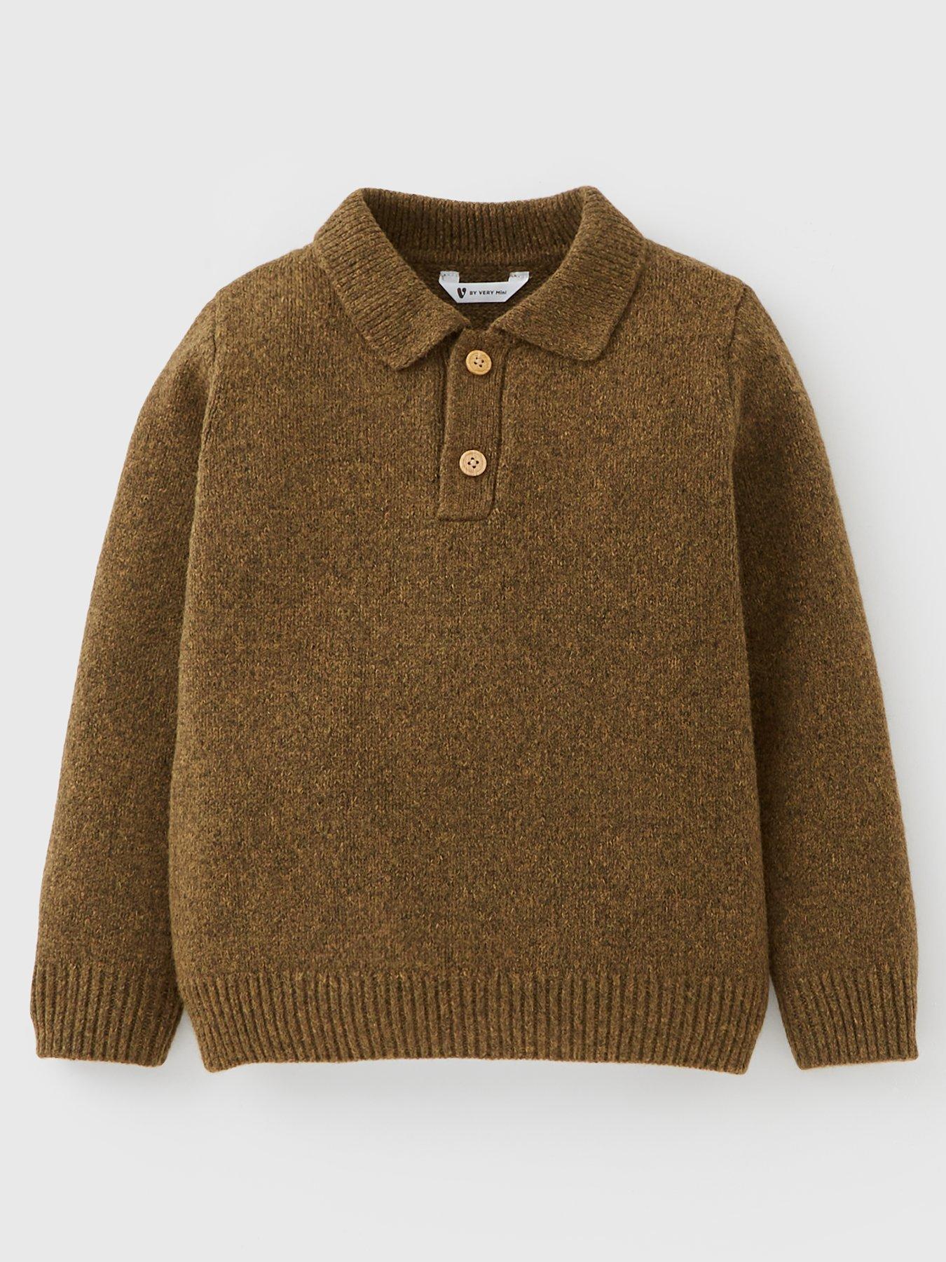 Image 1 of 4 of Mini V by Very Boys Knitted Polo Top - Green