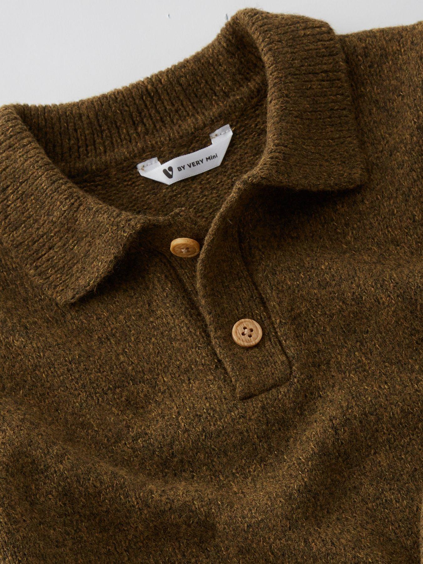 Image 3 of 4 of Mini V by Very Boys Knitted Polo Top - Green