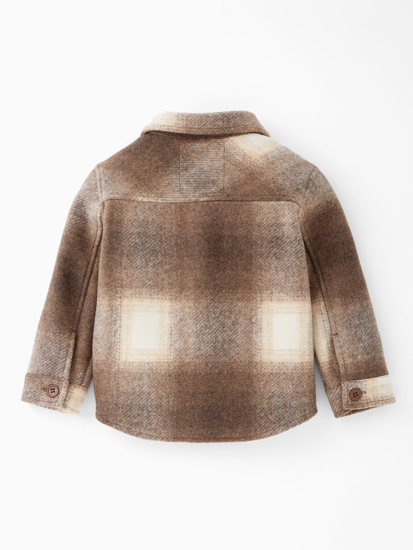 Image 2 of 4 of Mini V by Very Boys Fleece Lined Checked Button Up Shacket - Brown