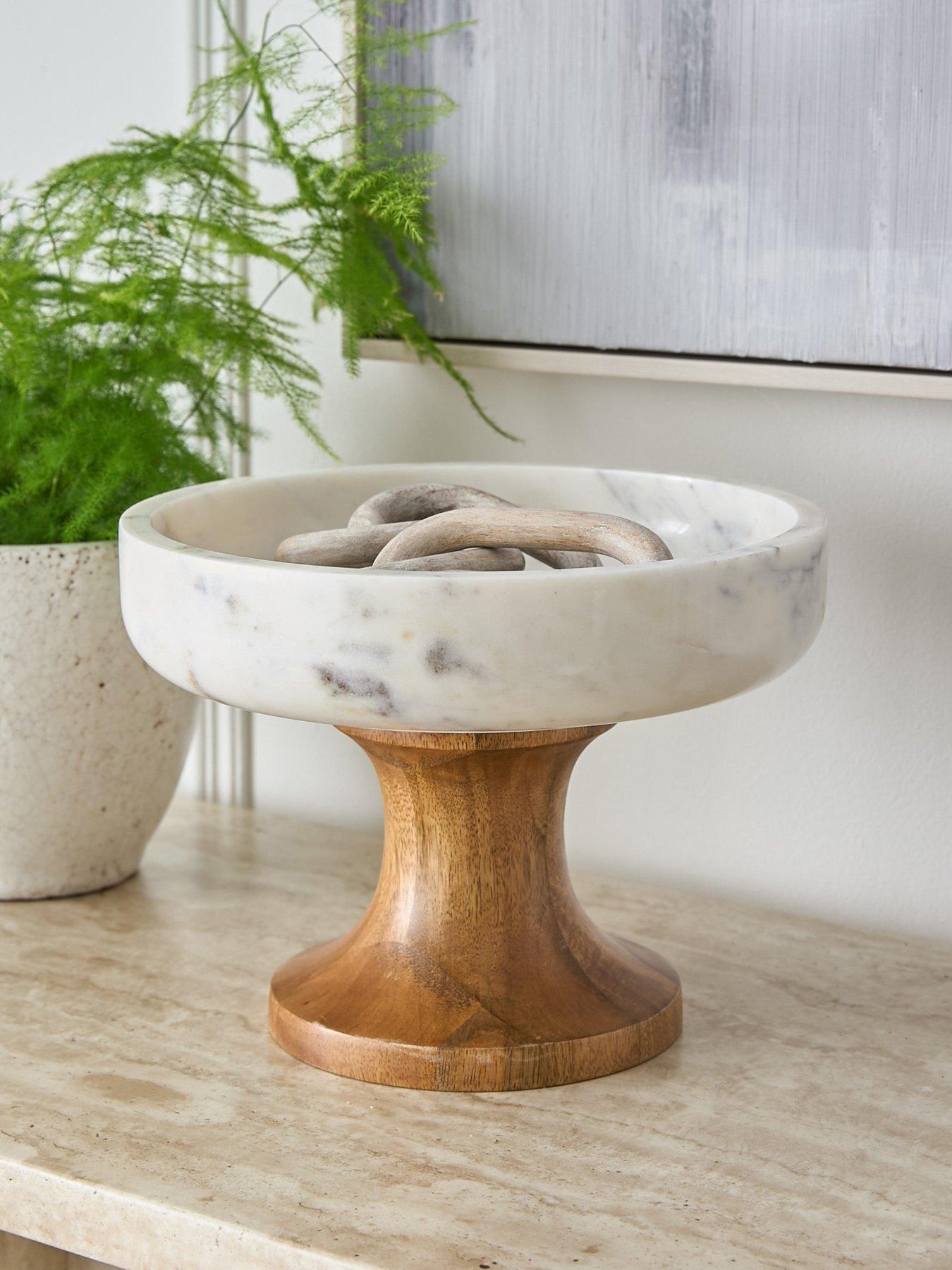 Image 1 of 6 of Very Home Raised Marble Bowl With Mango Wood Base